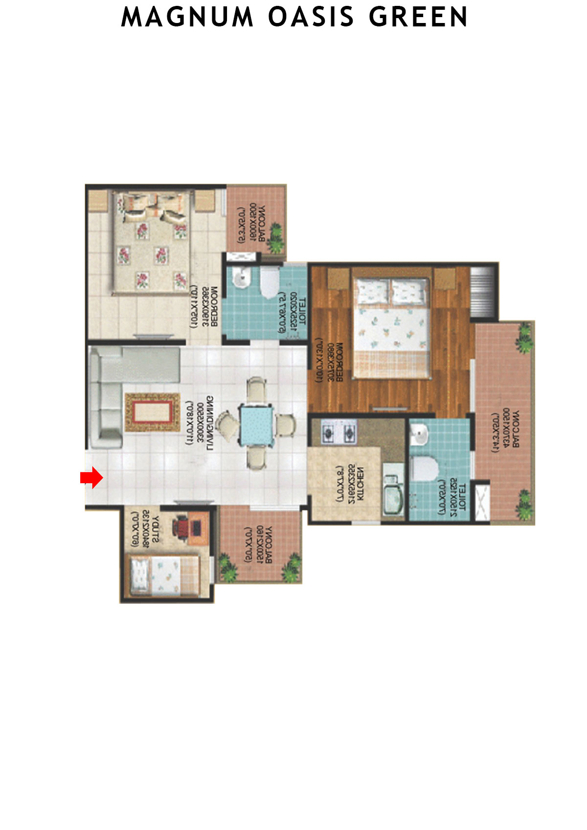 Magnum Oasis Green Block D Unit 103 (Type T3) Floor Plan