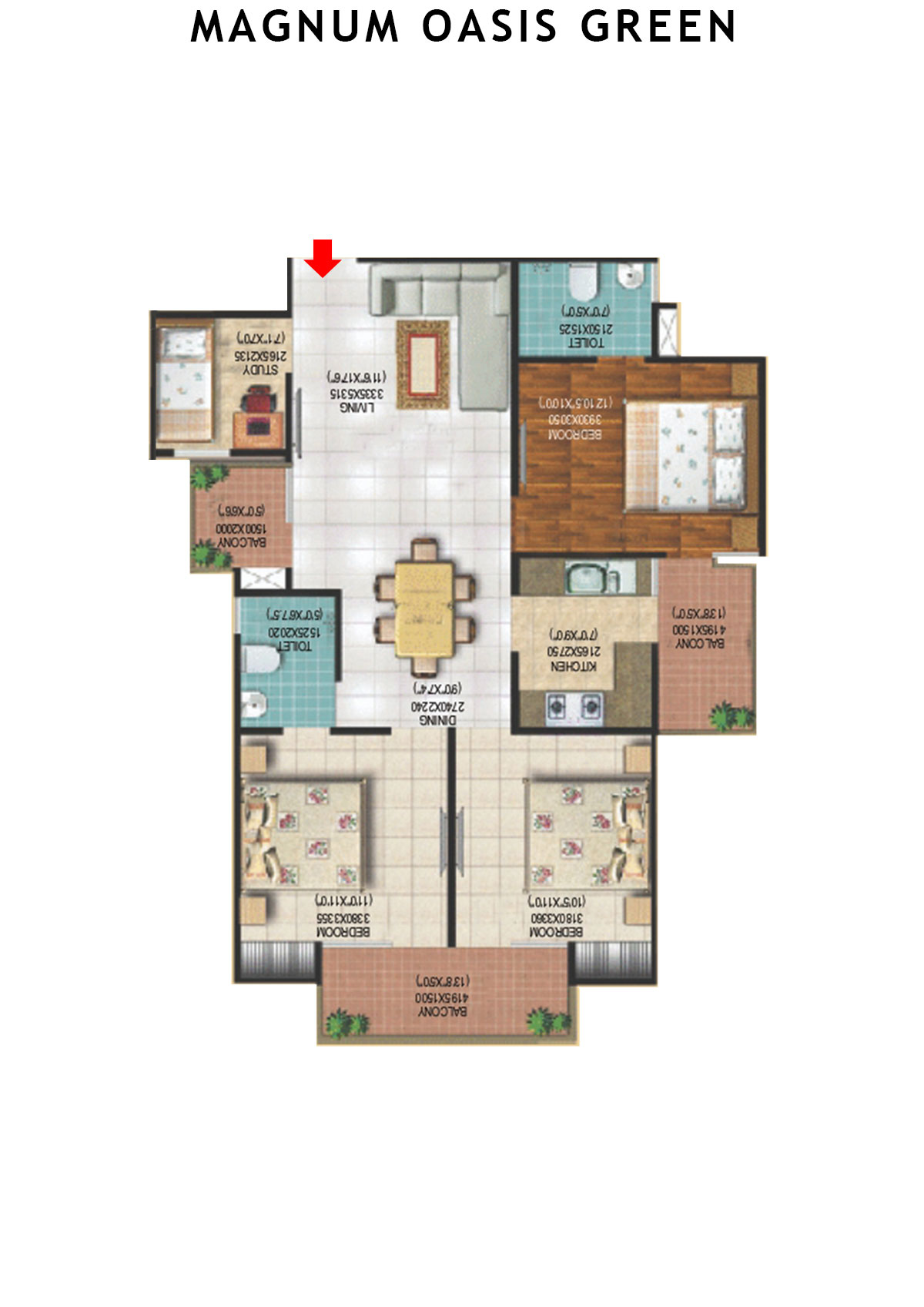 Magnum Oasis Green Block E Unit 103 (Type T2) Floor Plan