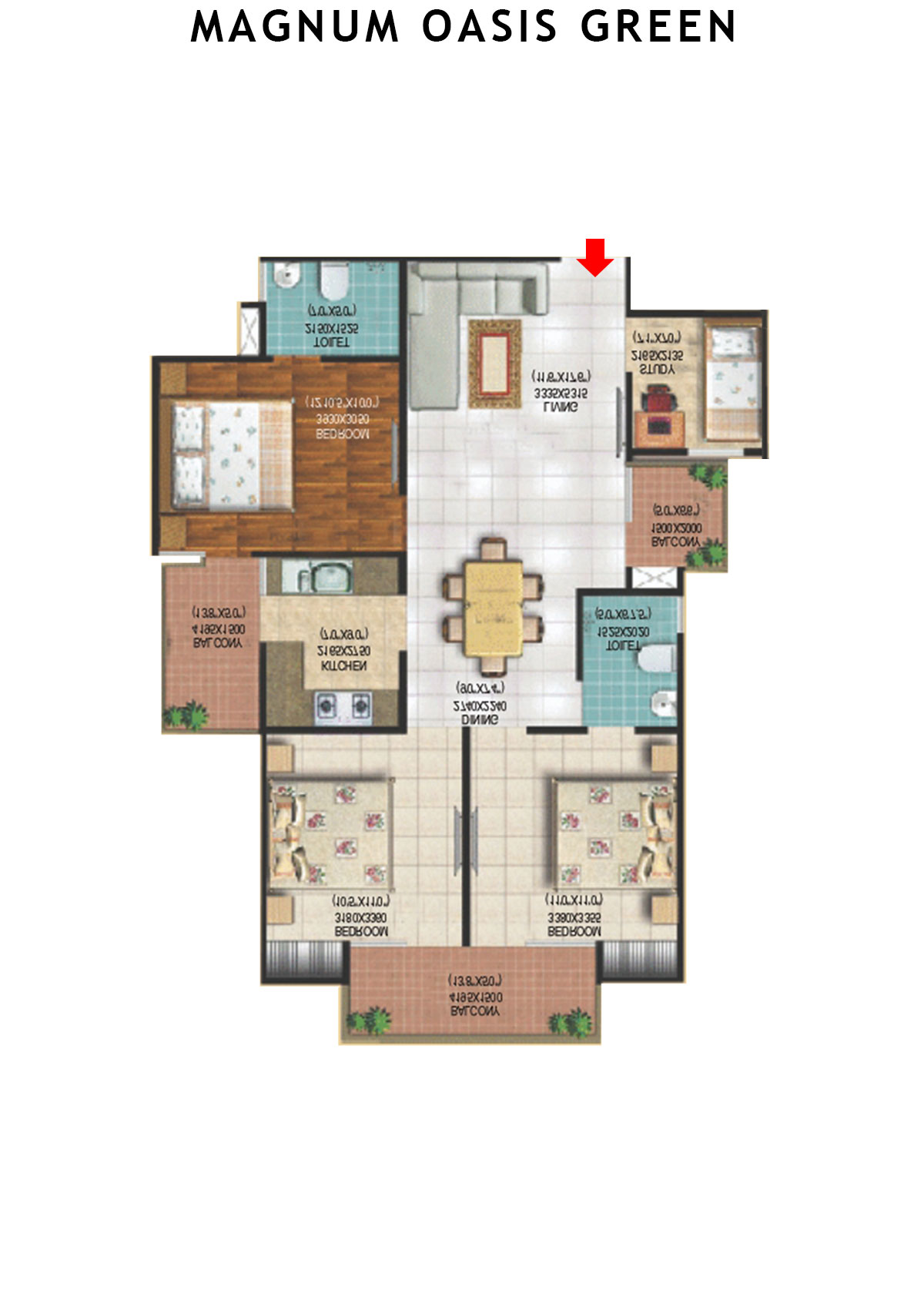 Magnum Oasis Green Block G Unit 102 (Type T2) Floor Plan