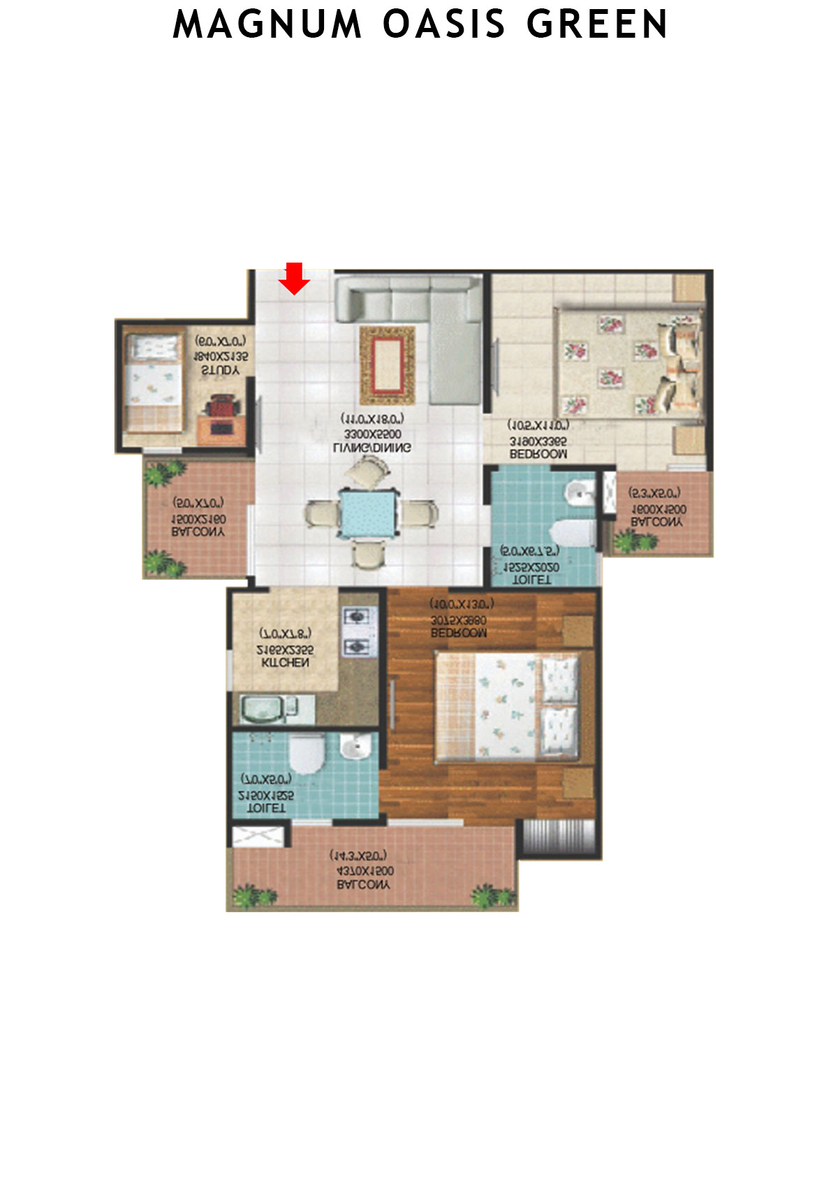 Magnum Oasis Green Block G Unit 103 (Type T3) Floor Plan