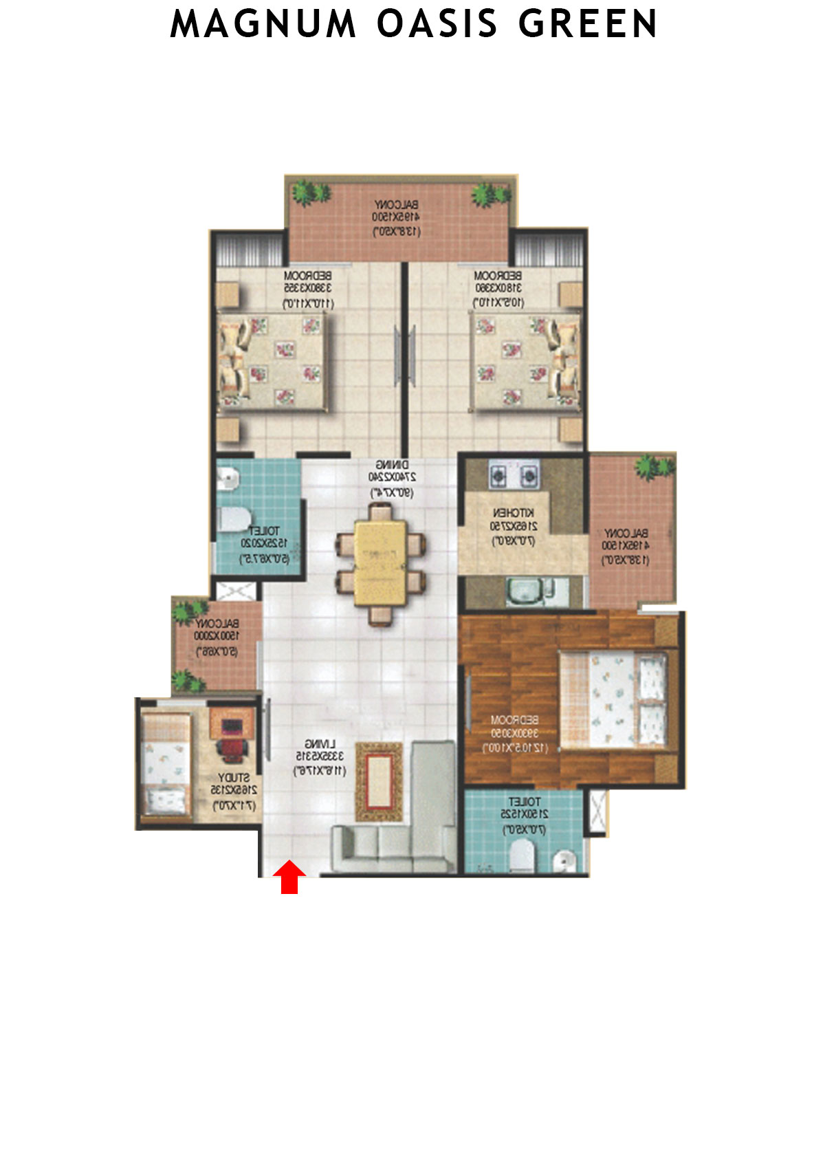 Magnum Oasis Green Block G Unit 108 (Type T2) Floor Plan