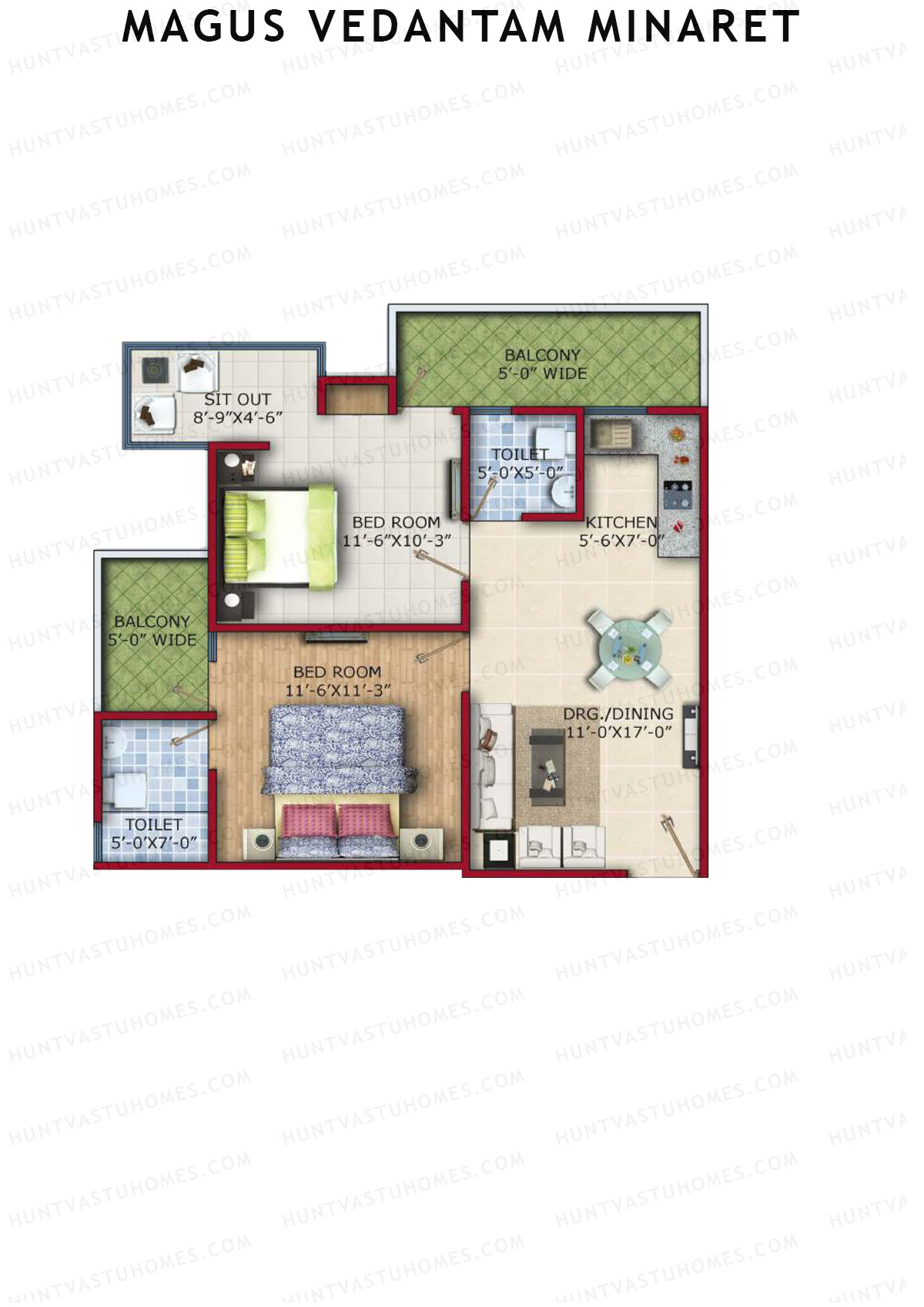 Magus Vedantam Minaret Tower 1 Unit 1  Floor Plan