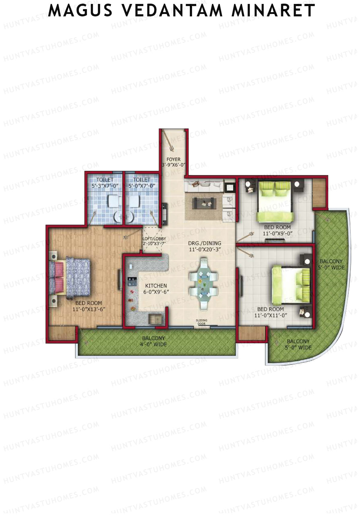 Magus Vedantam Minaret Tower 1 Unit 3  Floor Plan