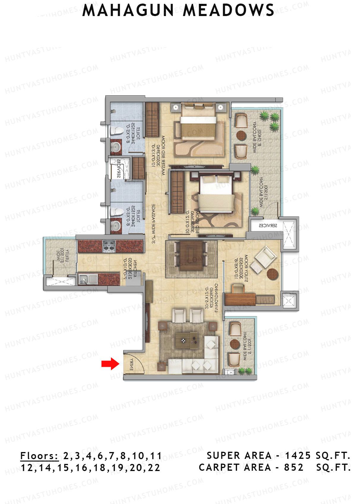 Mahagun Meadow Tower Greenshire Unit 11 (Type HIG1) Floor Plan