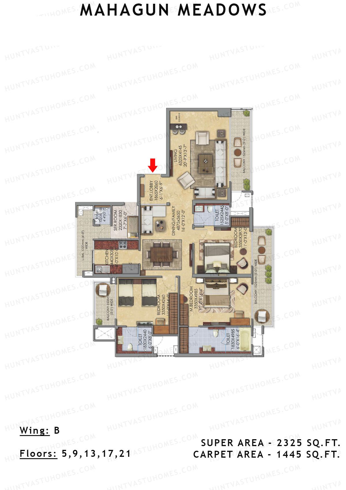 Mahagun Meadow Tower Yorkshire Unit 3 (Type HIG5) Floor Plan