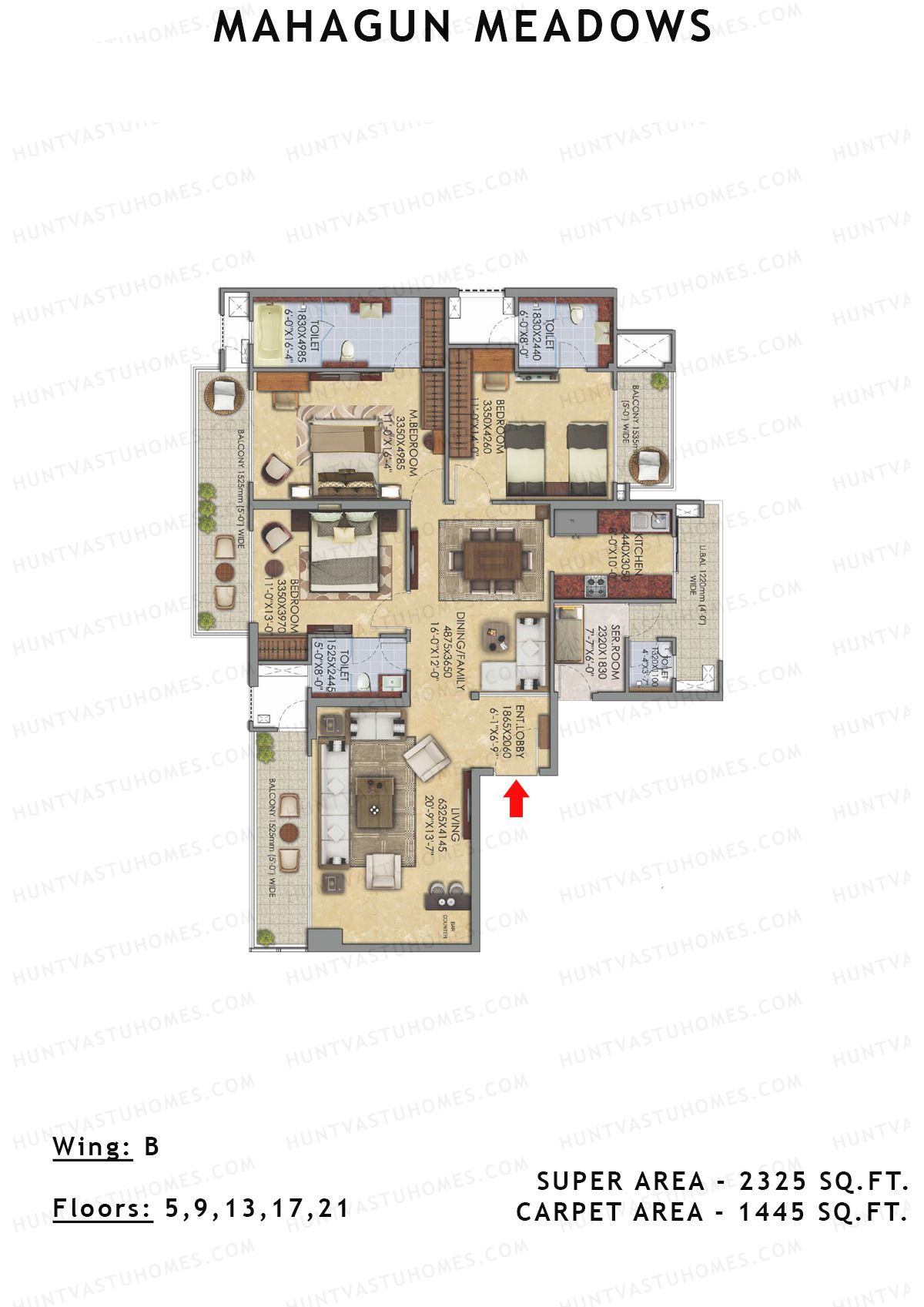 Mahagun Meadow Tower Yorkshire Unit 6 (Type HIG5) Floor Plan