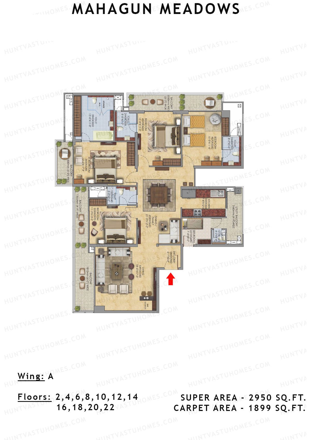 Mahagun Meadow Tower Yorkshire Unit 1 (Type SHIG1) Floor Plan