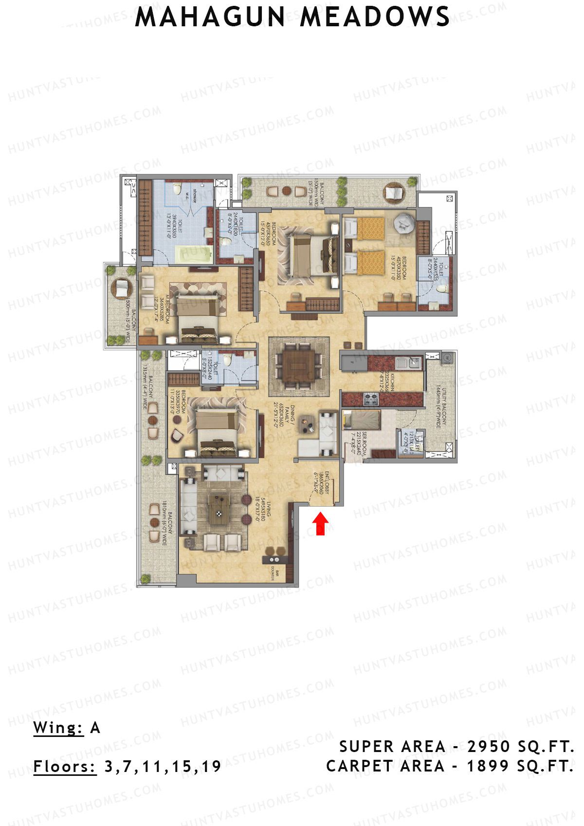 Mahagun Meadow Tower Yorkshire Unit 1 (Type SHIG1) Floor Plan