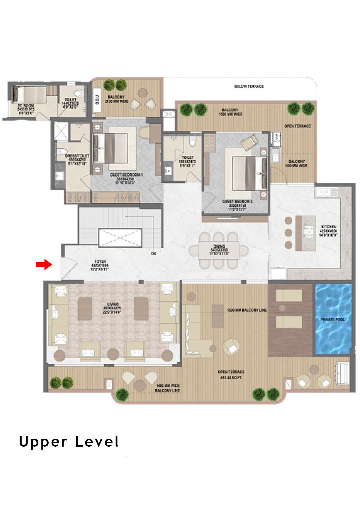 Mahagun Medalleo AMBER PALACE Wing 4,5 (Duplex ) Floor Plan