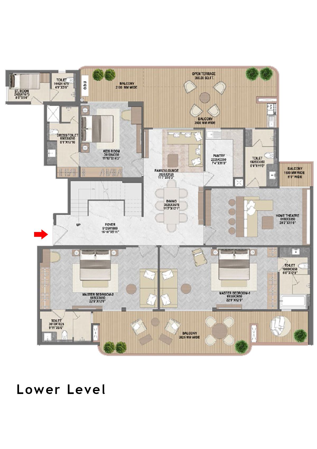 Mahagun Medalleo AMBER PALACE Wing 4,5 (Duplex ) Floor Plan