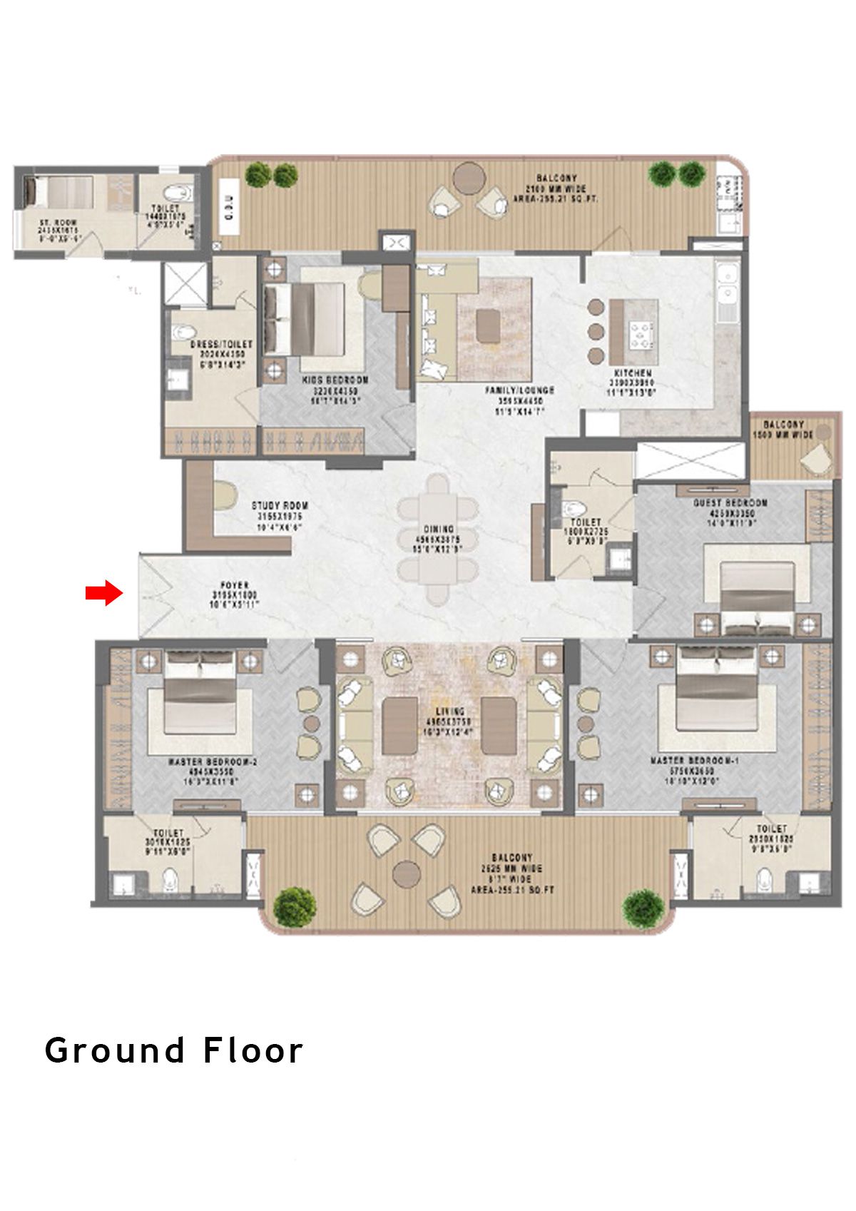 Mahagun Medalleo AMBER PALACE Wing 4,5 (Ground) Floor Plan