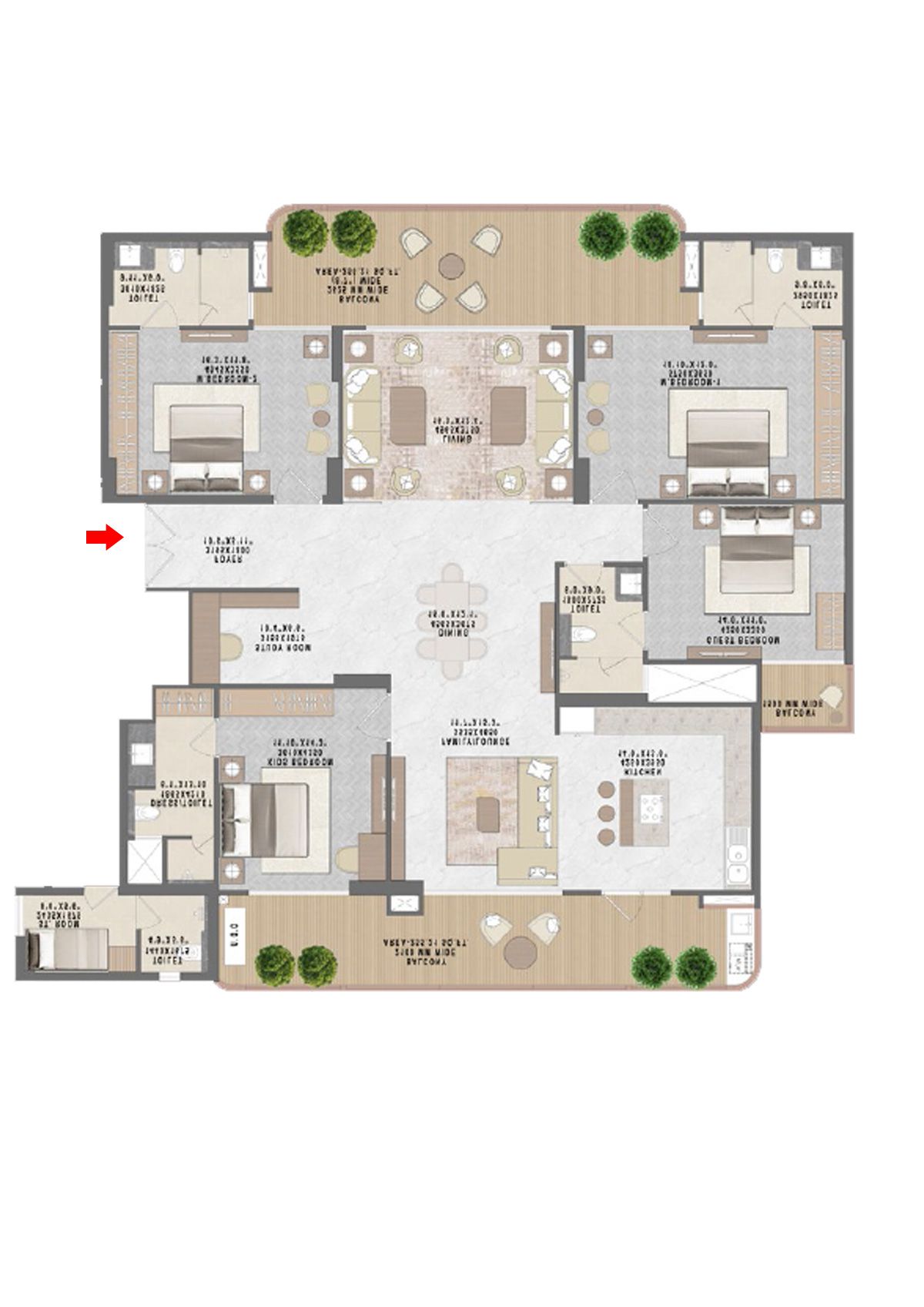 Mahagun Medalleo AMBER PALACE Wing 6, 7 (Type 2) Floor Plan