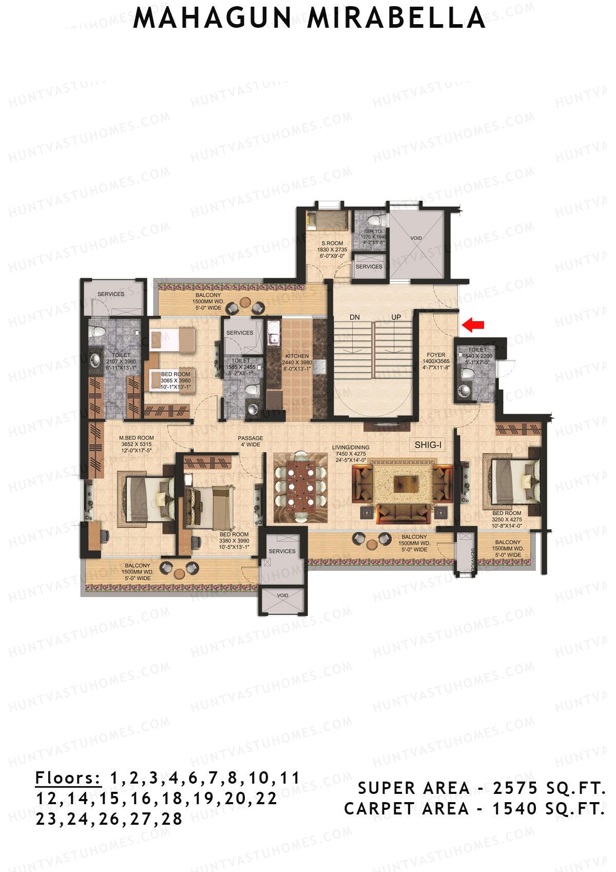 Mahagun Mirabella Tower Florentia Unit 1 (Type SHIG1) Floor Plan