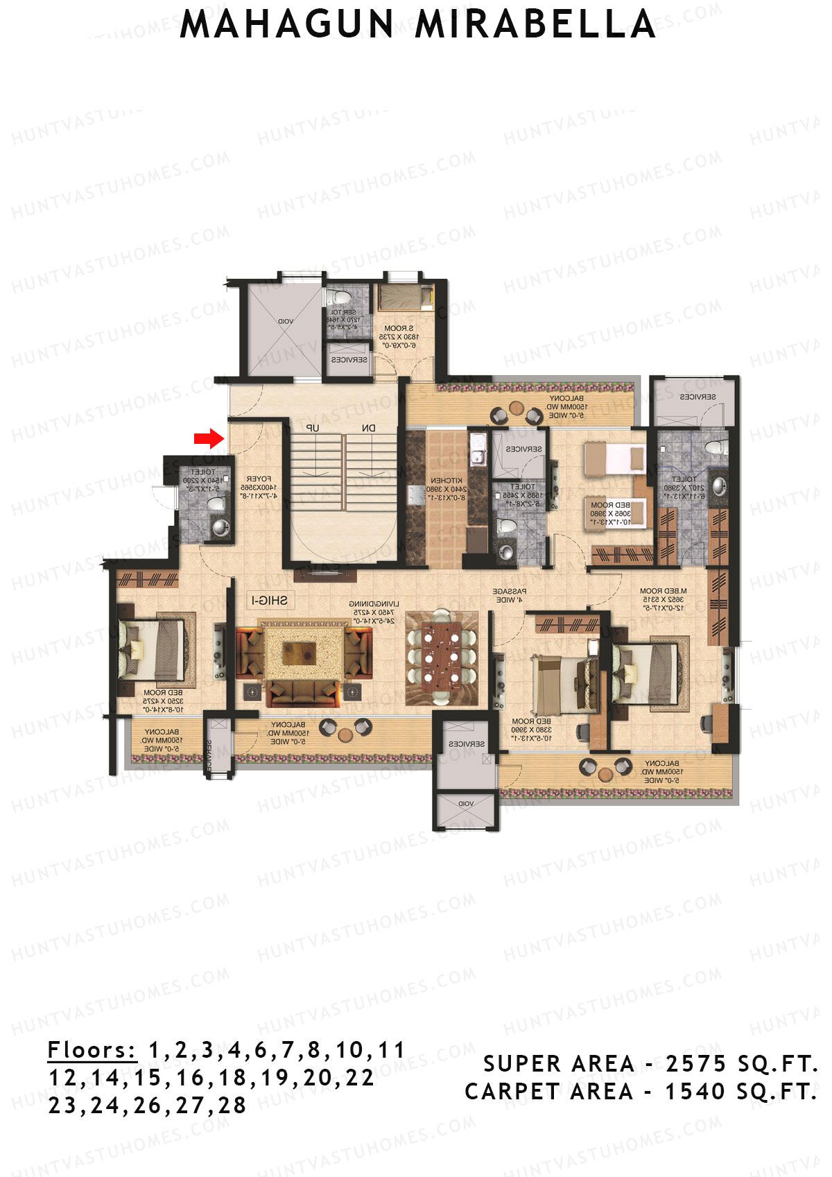 Mahagun Mirabella Tower Florentia Unit 2 (Type SHIG1) Floor Plan