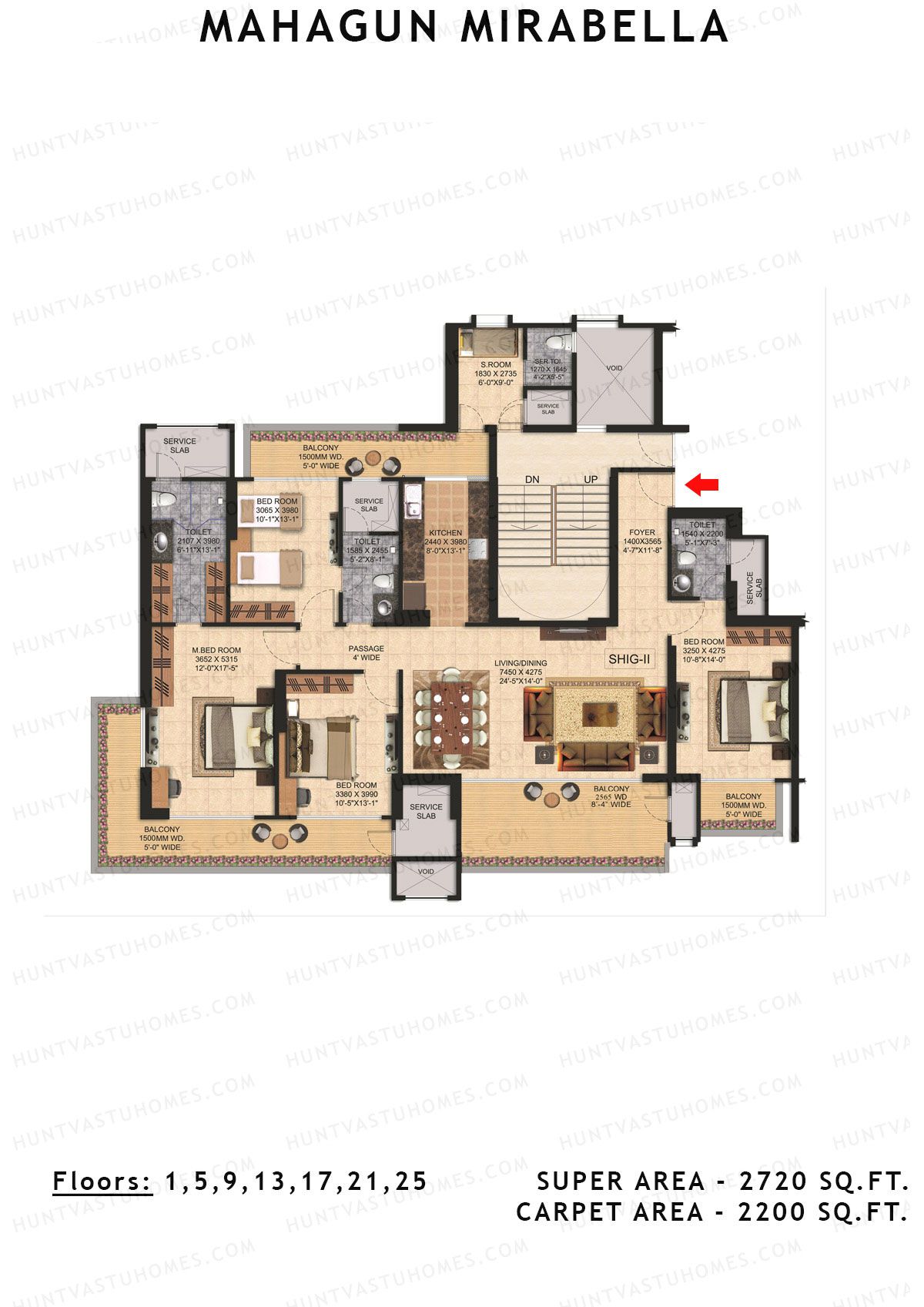 Mahagun Mirabella Tower Florentia Unit 1 (Type SHIG2) Floor Plan