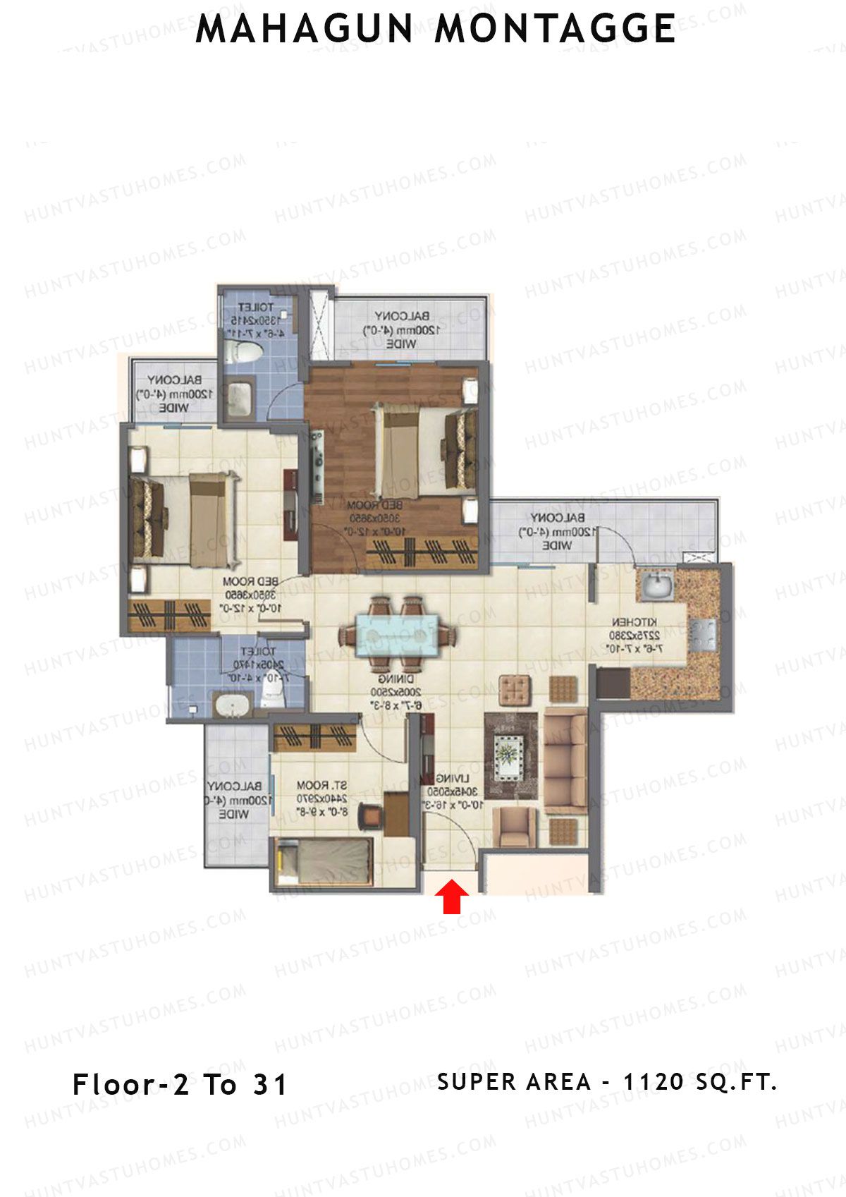 Mahagun Montagge ADVANTAGE Unit 02 HIG I Floor Plan