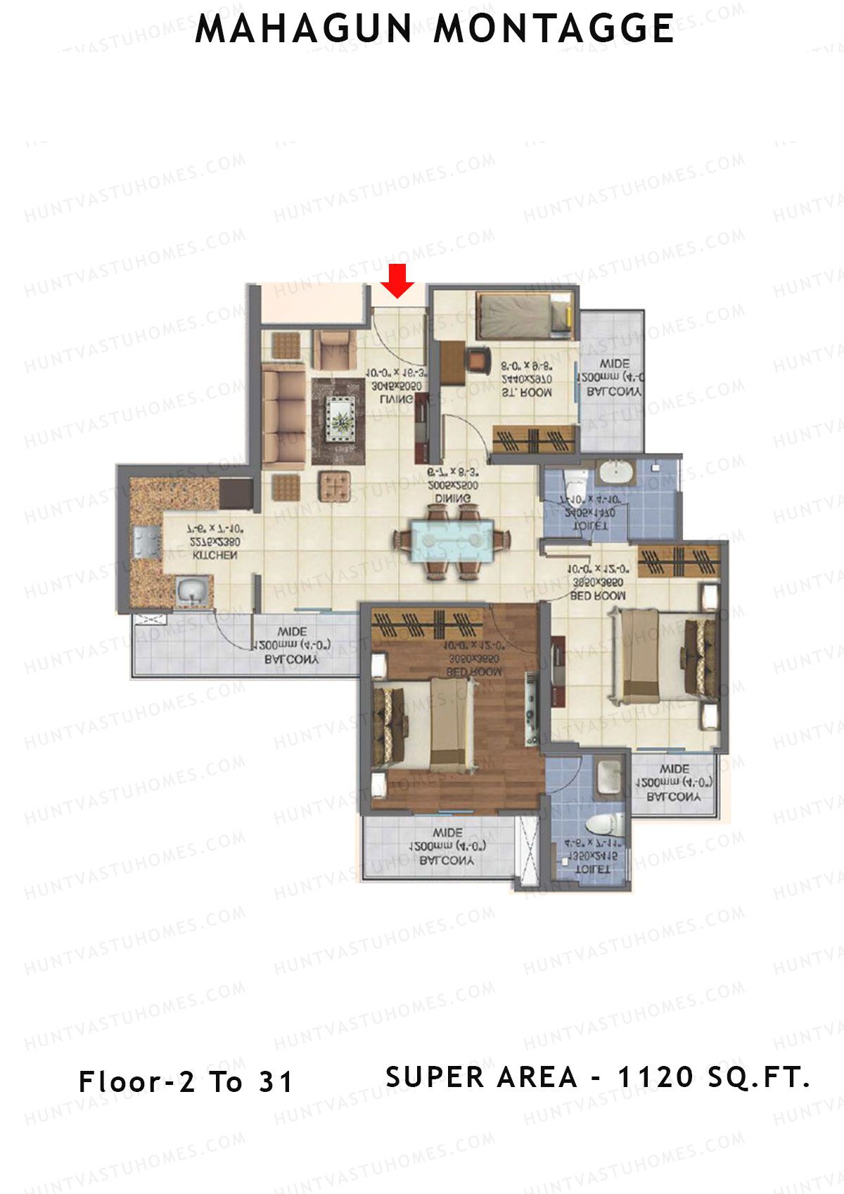 Mahagun Montagge ADVANTAGE Unit 06 HIG I Floor Plan