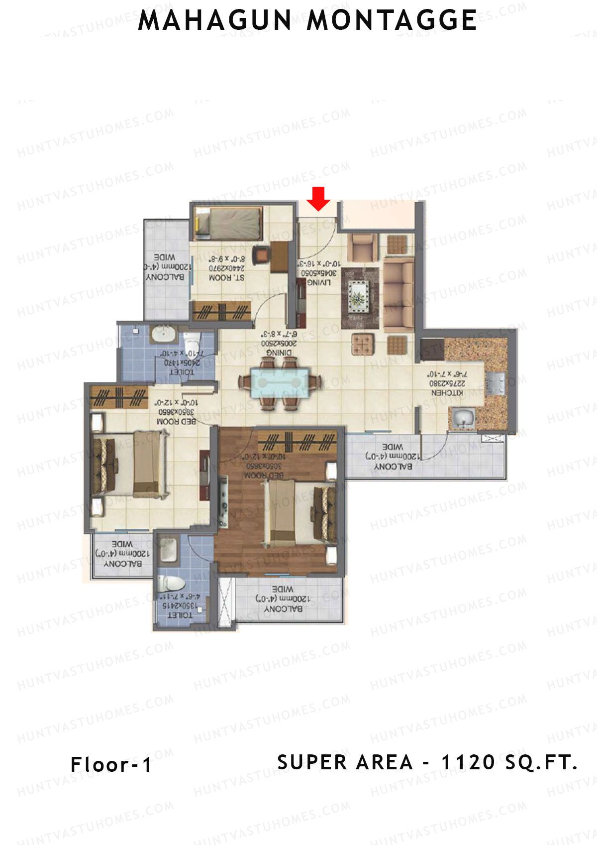 Mahagun Montagge ADVANTAGE Unit 07 HIG I Floor Plan