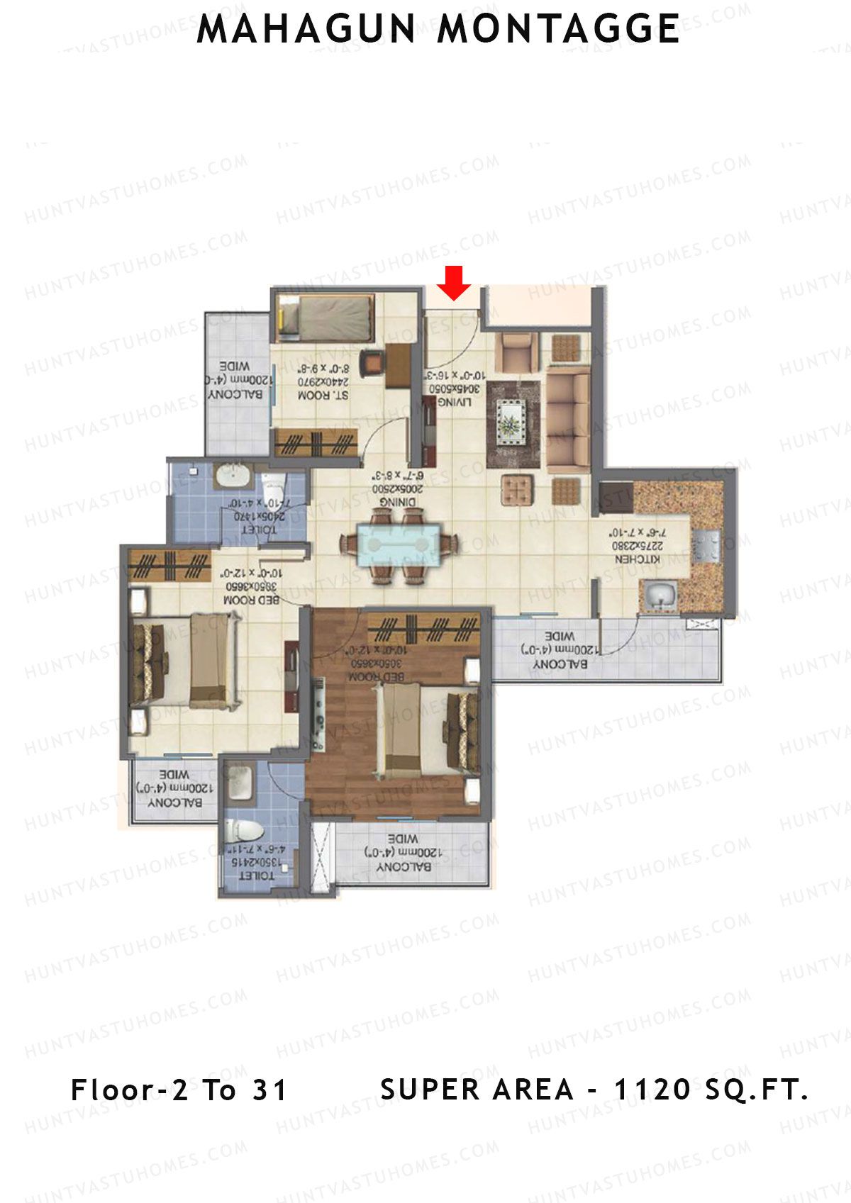 Mahagun Montagge ADVANTAGE Unit 07 HIG I Floor Plan
