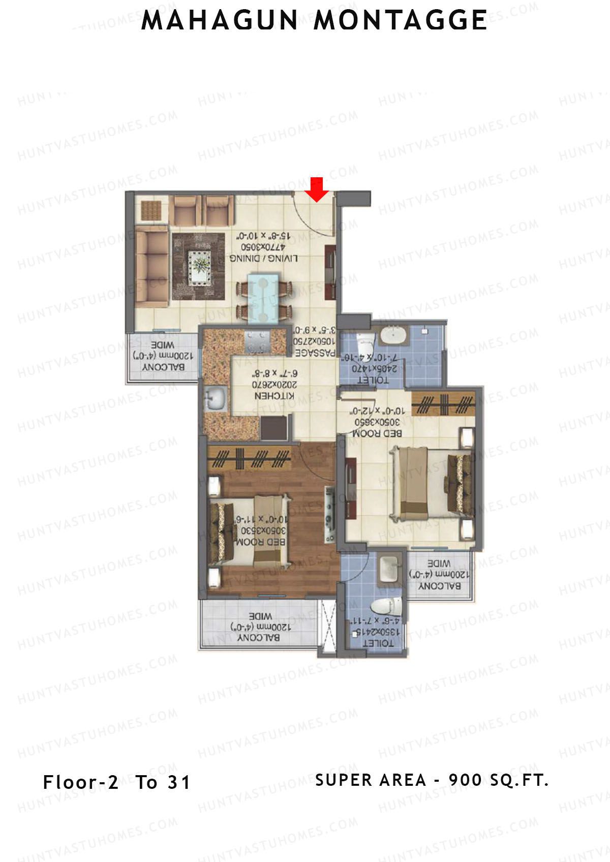 Mahagun Montagge ADVANTAGE Unit 08 MIG I Floor Plan