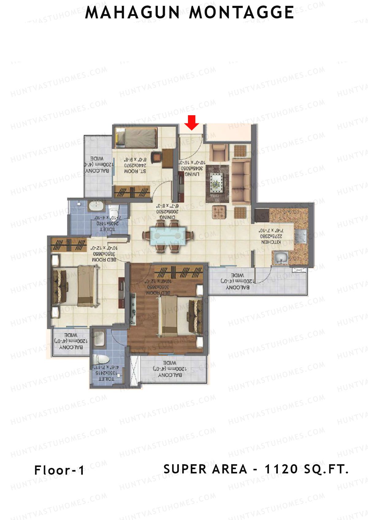 Mahagun Montagge ADVANTAGE Unit 11 HIG I Floor Plan