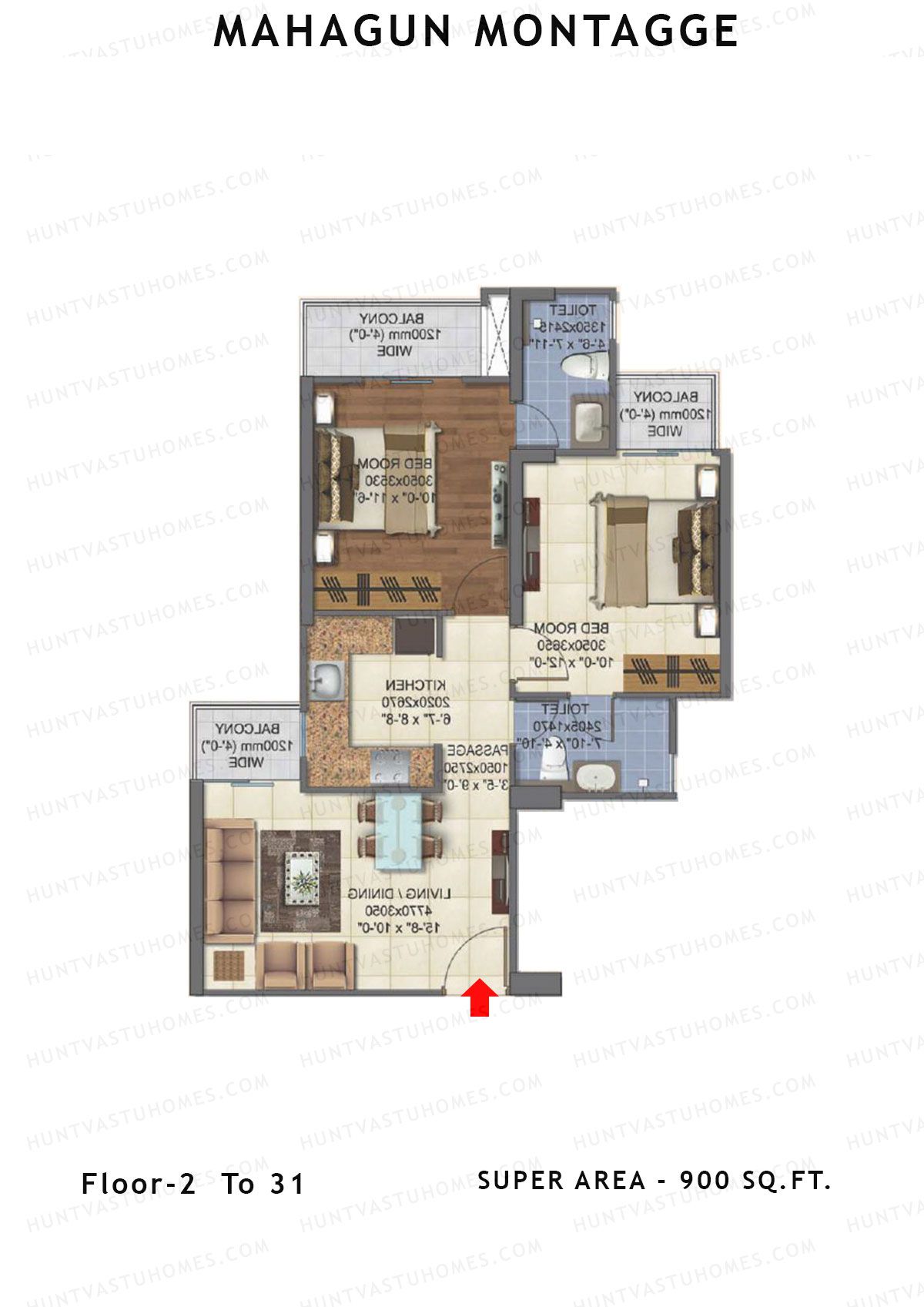 Mahagun Montagge FORTUNE Unit 18 MIG I Floor Plan