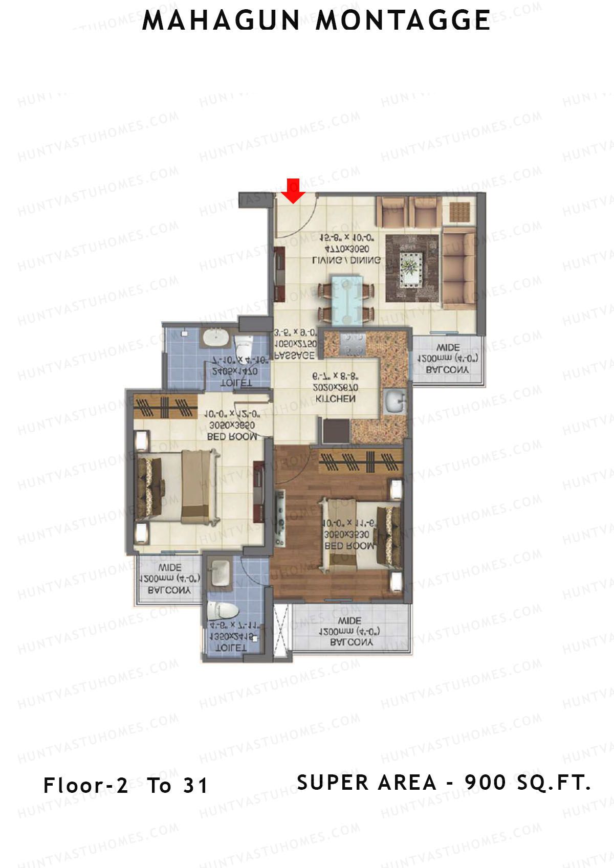 Mahagun Montagge FORTUNE Unit 26 MIG I Floor Plan