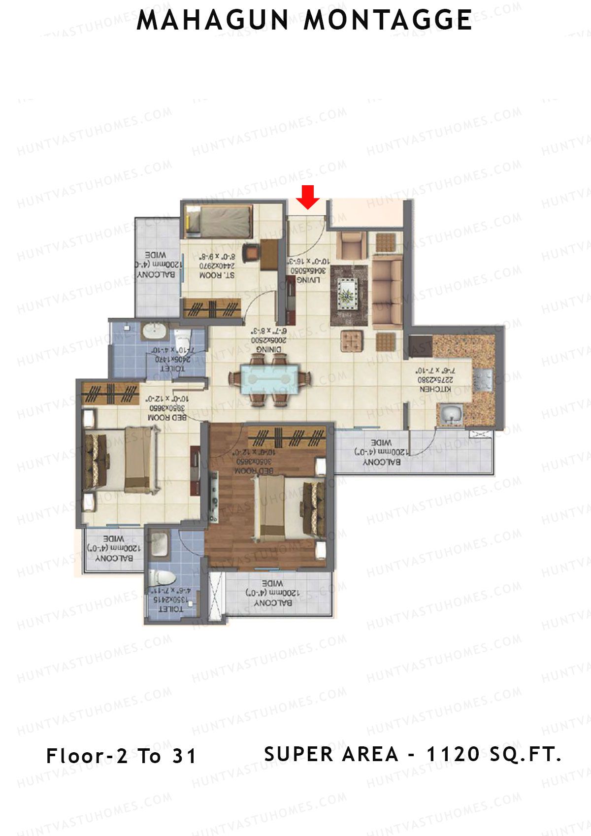 Mahagun Montagge FORTUNE Unit 28 HIG I Floor Plan