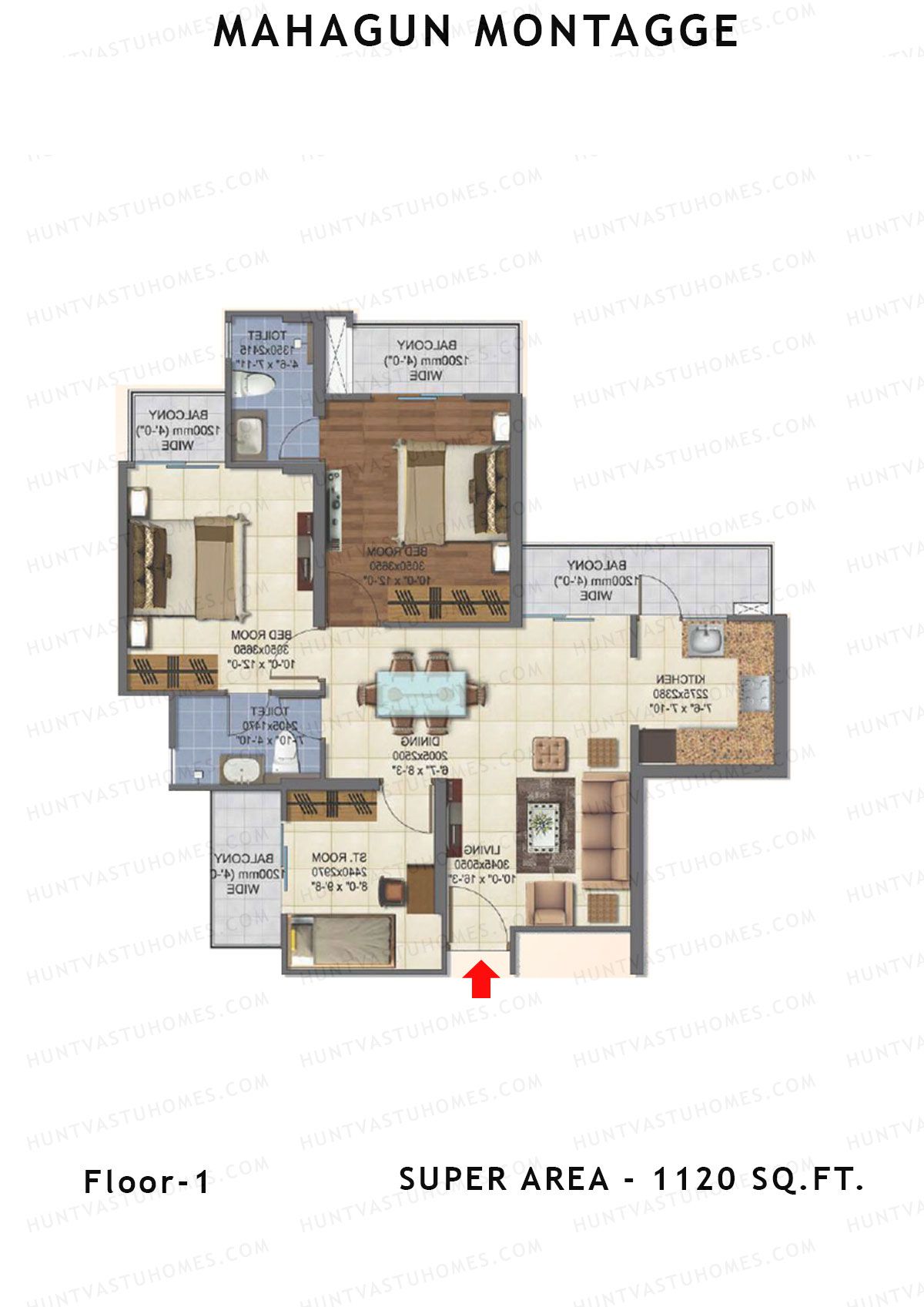 Mahagun Montagge FORTUNE Unit 31 HIG I Floor Plan