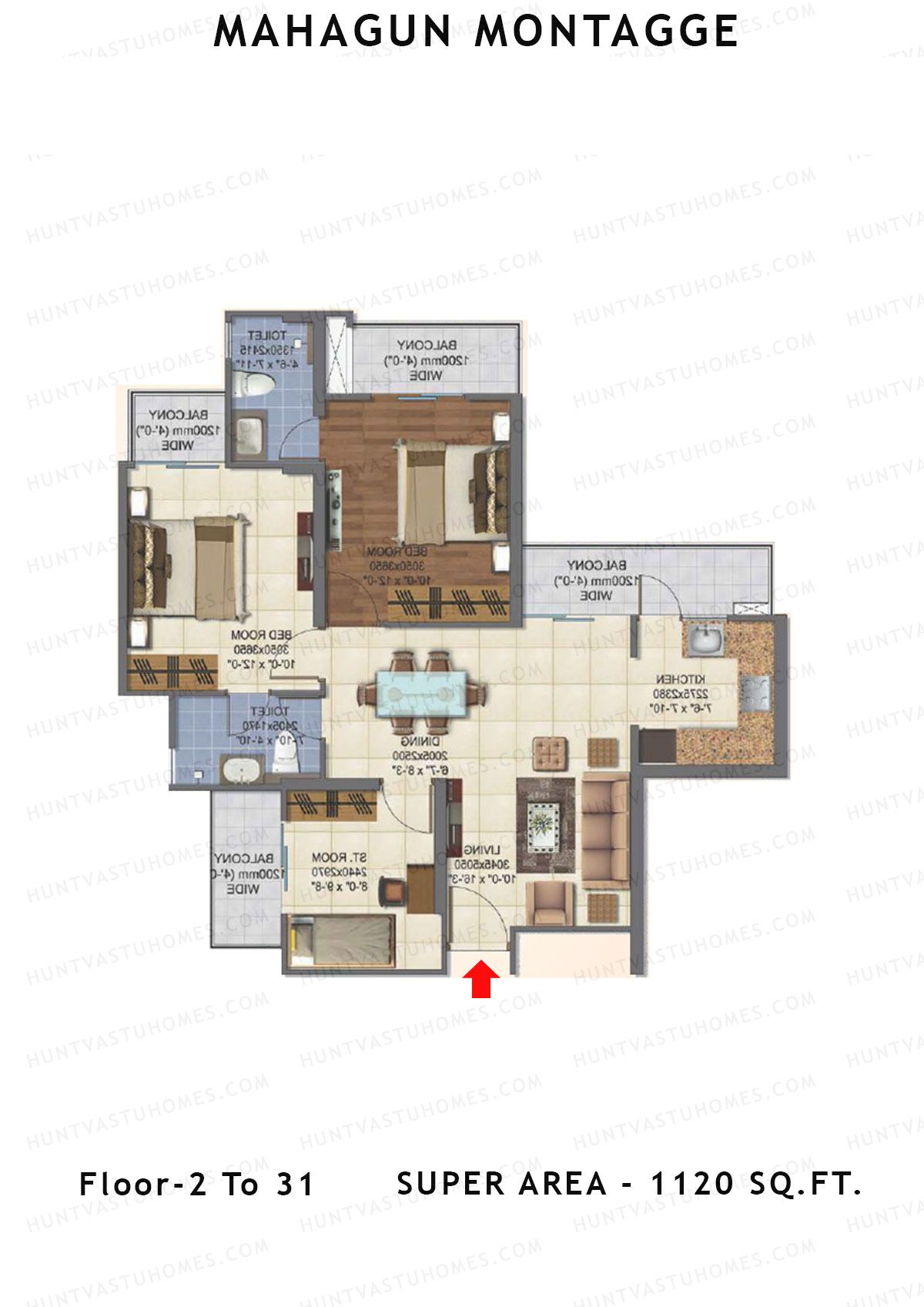 Mahagun Montagge FORTUNE Unit 31 HIG I Floor Plan