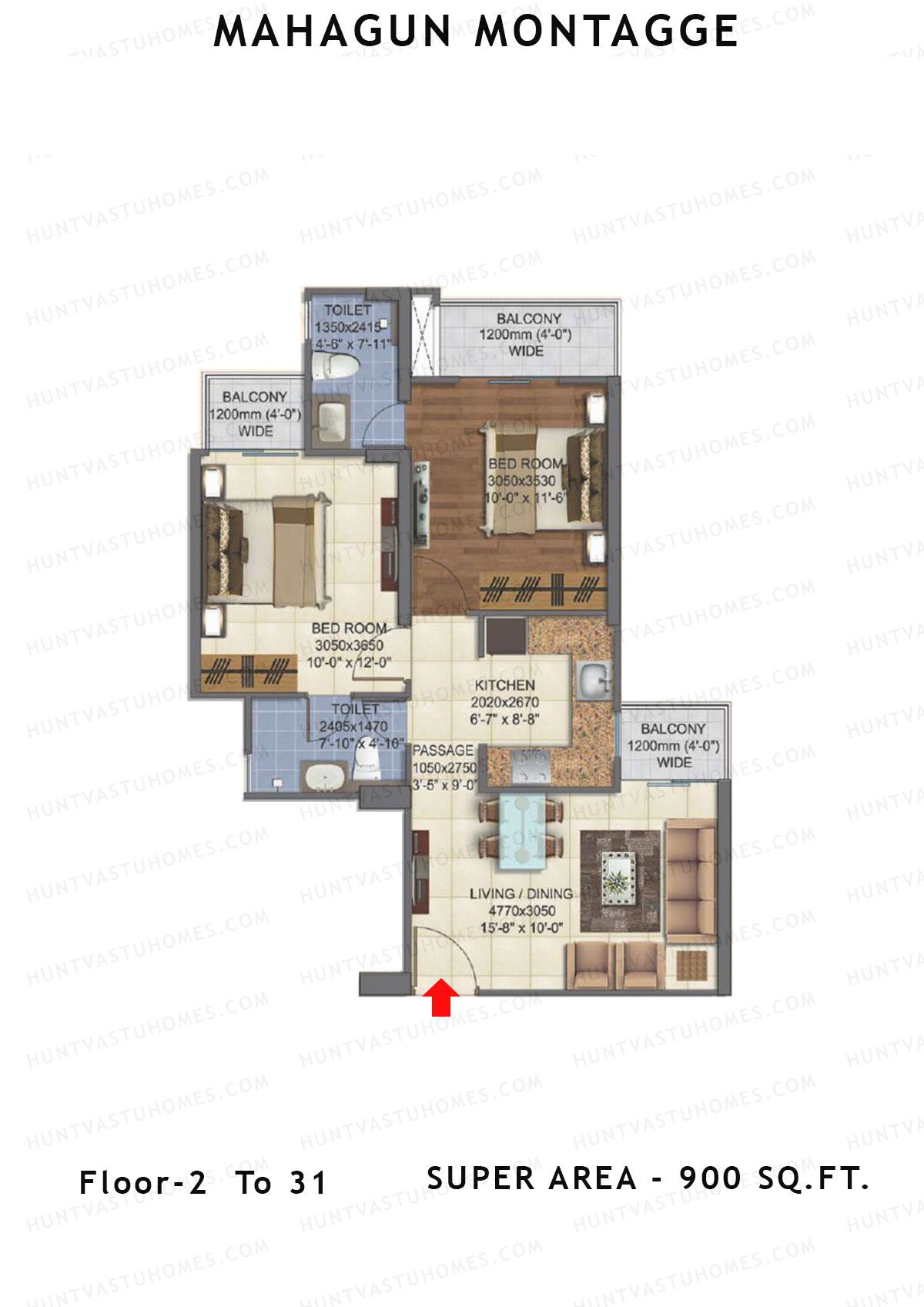 Mahagun Montagge FORTUNE Unit 33 MIG I Floor Plan