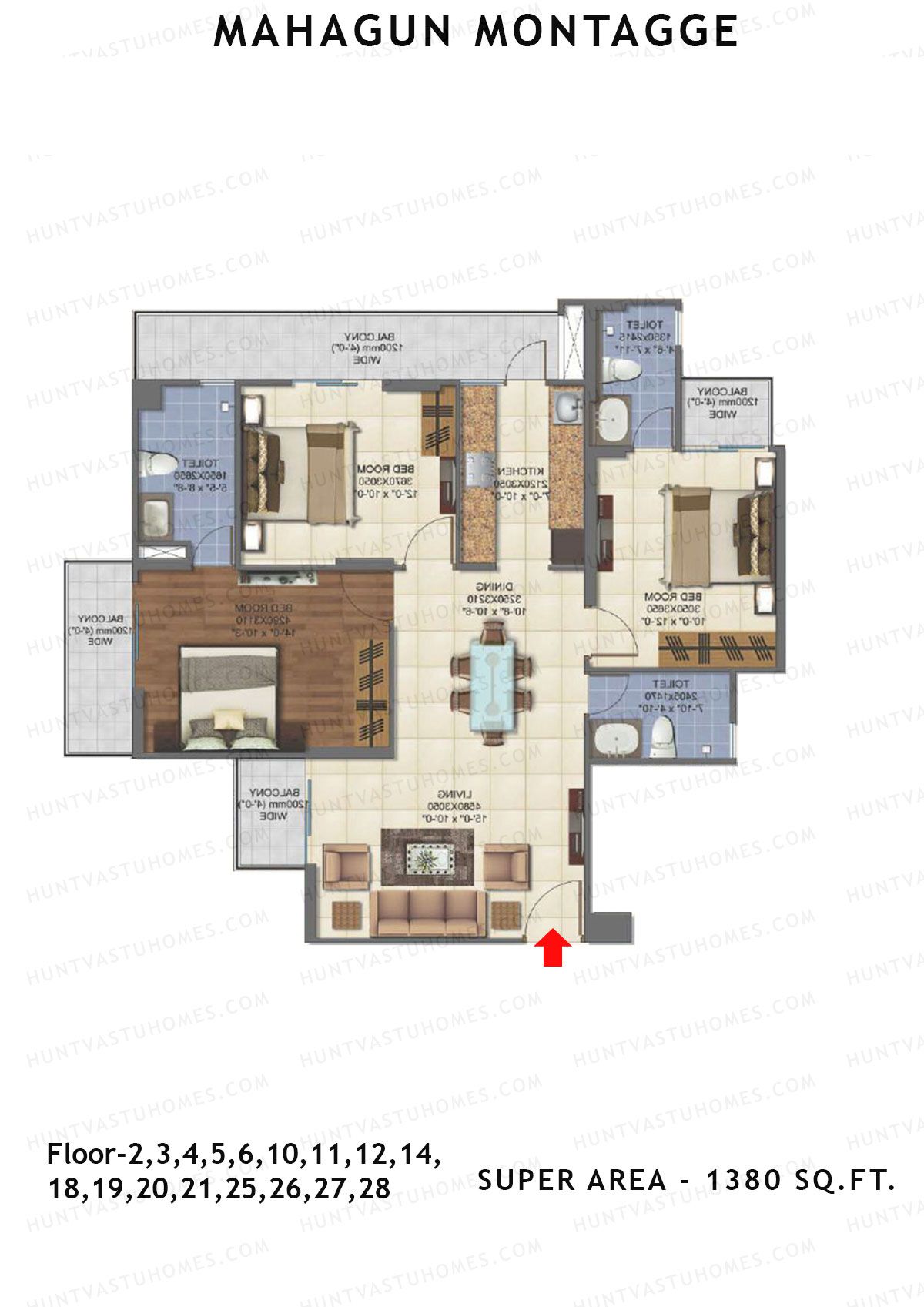 Mahagun Montagge ADVANTAGE Unit 14 HIG II Floor Plan