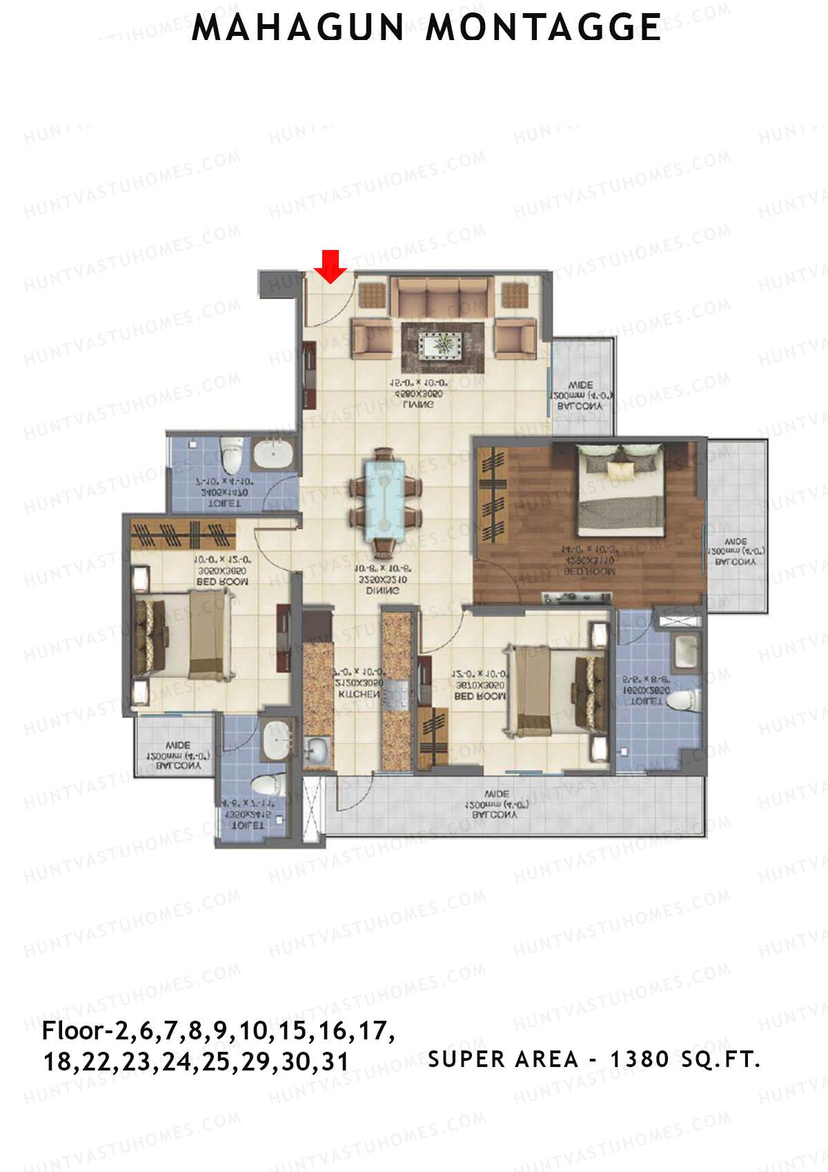 Mahagun Montagge FORTUNE Unit 22 HIG II Floor Plan