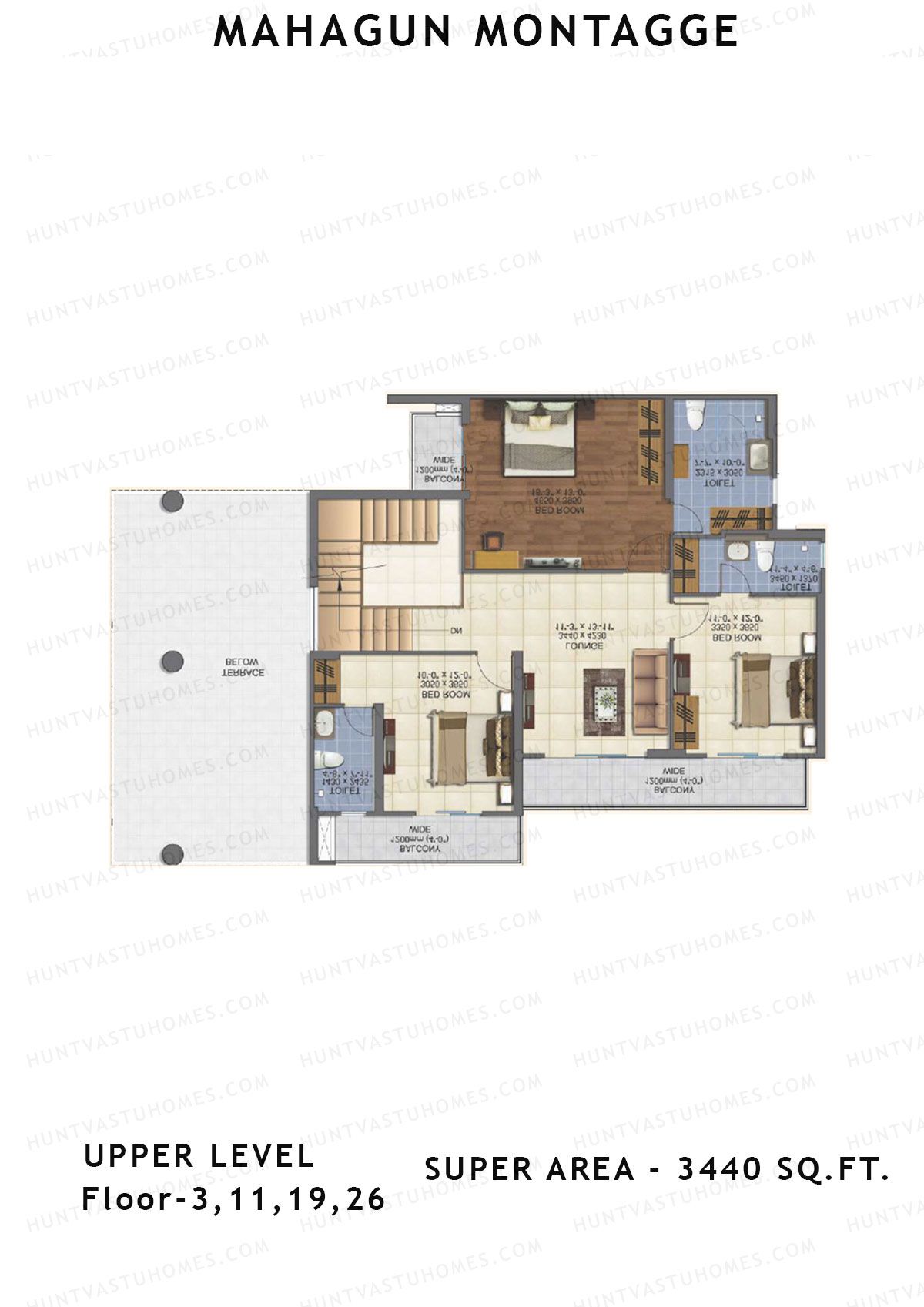 Mahagun Montagge FORTUNE Unit 29  (Duplex II) Floor Plan