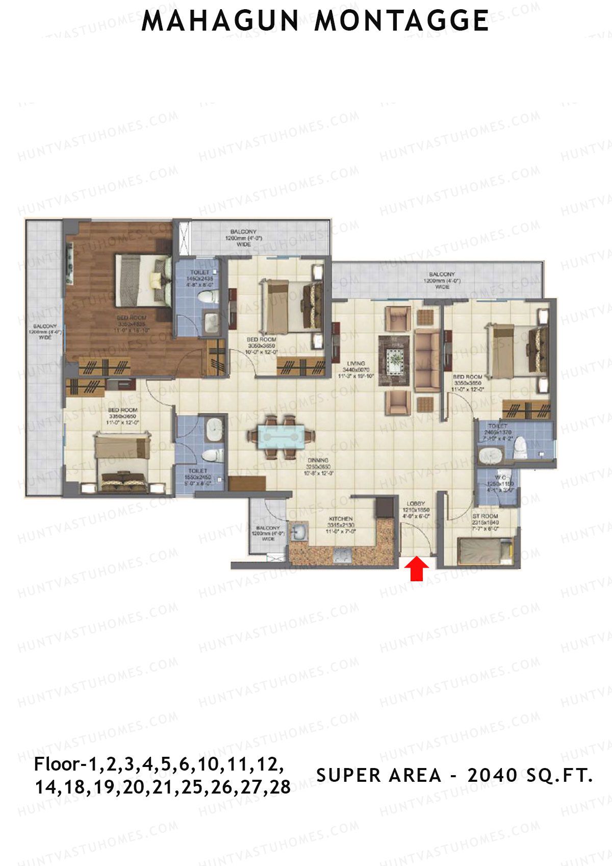 Mahagun Montagge FORTUNE Unit 30 SHIG I Floor Plan