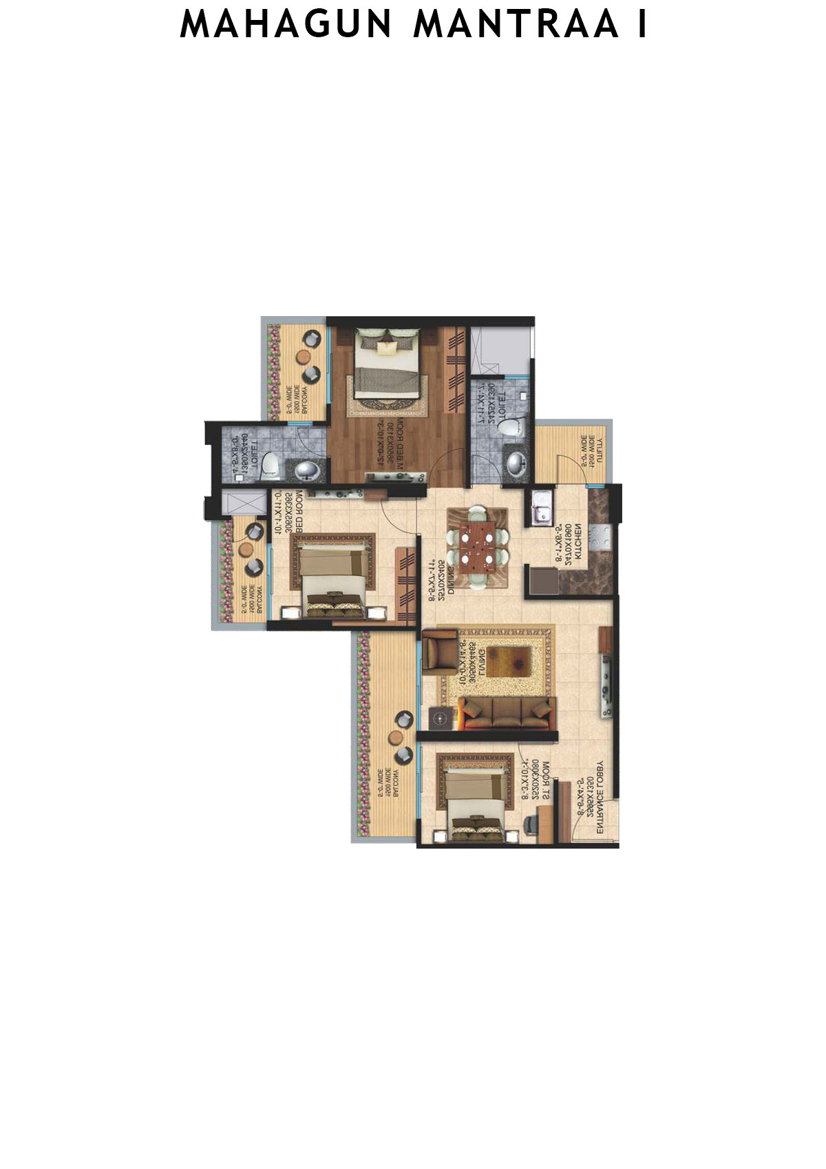 Mahagun Mantraa 1 Riddhi Unit 2 (Type MIG -2) Floor Plan