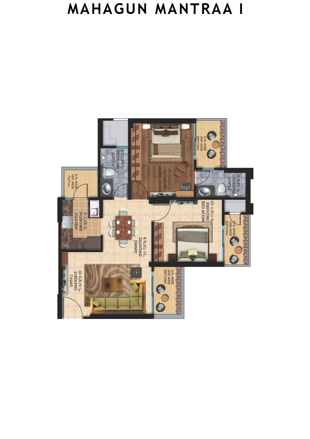 Mahagun Mantraa 1 Riddhi Unit 3 (Type MIG -1) Floor Plan