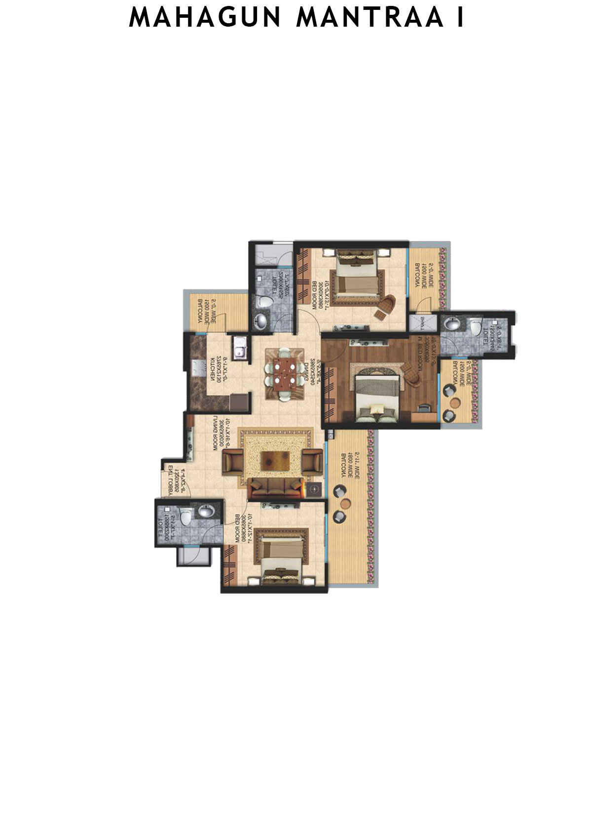 Mahagun Mantraa 1 Riddhi Unit 4 (Type HIG -1) Floor Plan