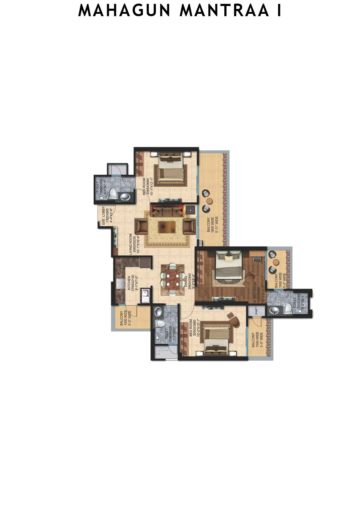 Mahagun Mantraa 1 Riddhi Unit 5 (Type HIG -1) Floor Plan