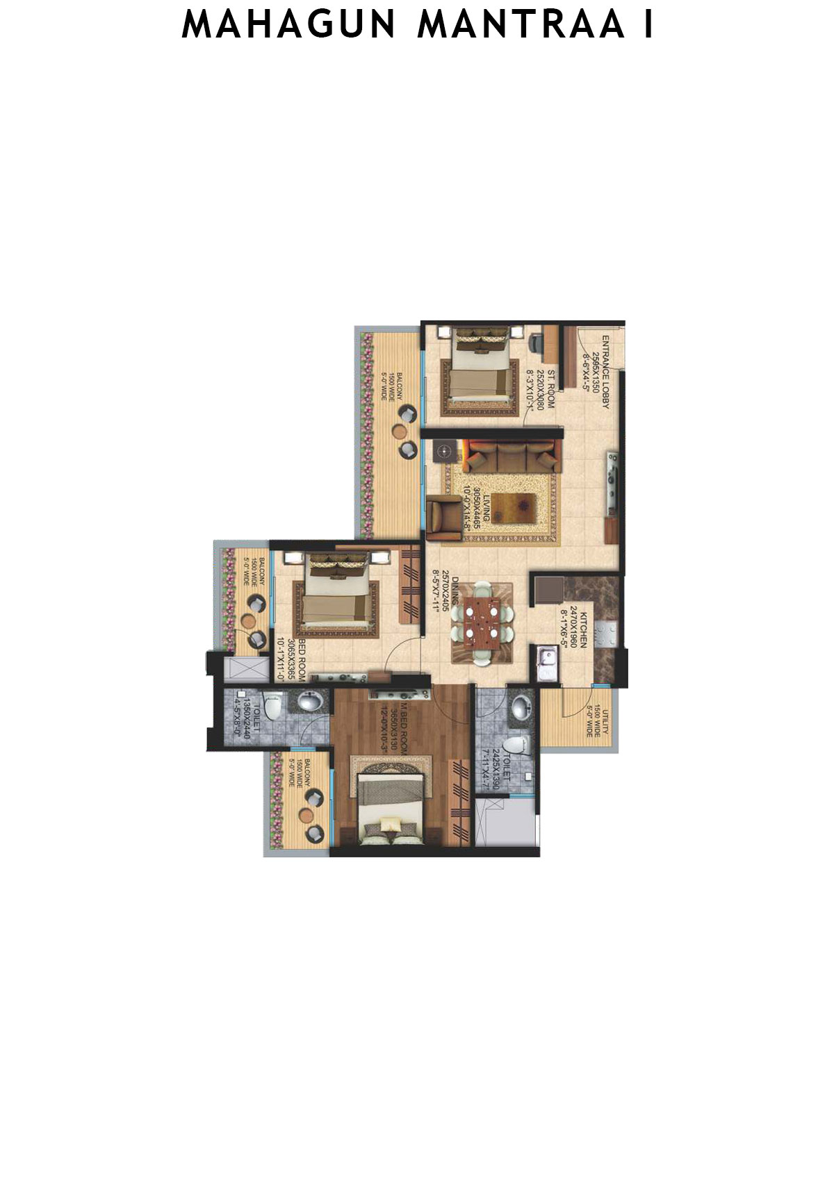 Mahagun Mantraa 1 Riddhi Unit 7 (Type MIG -2) Floor Plan