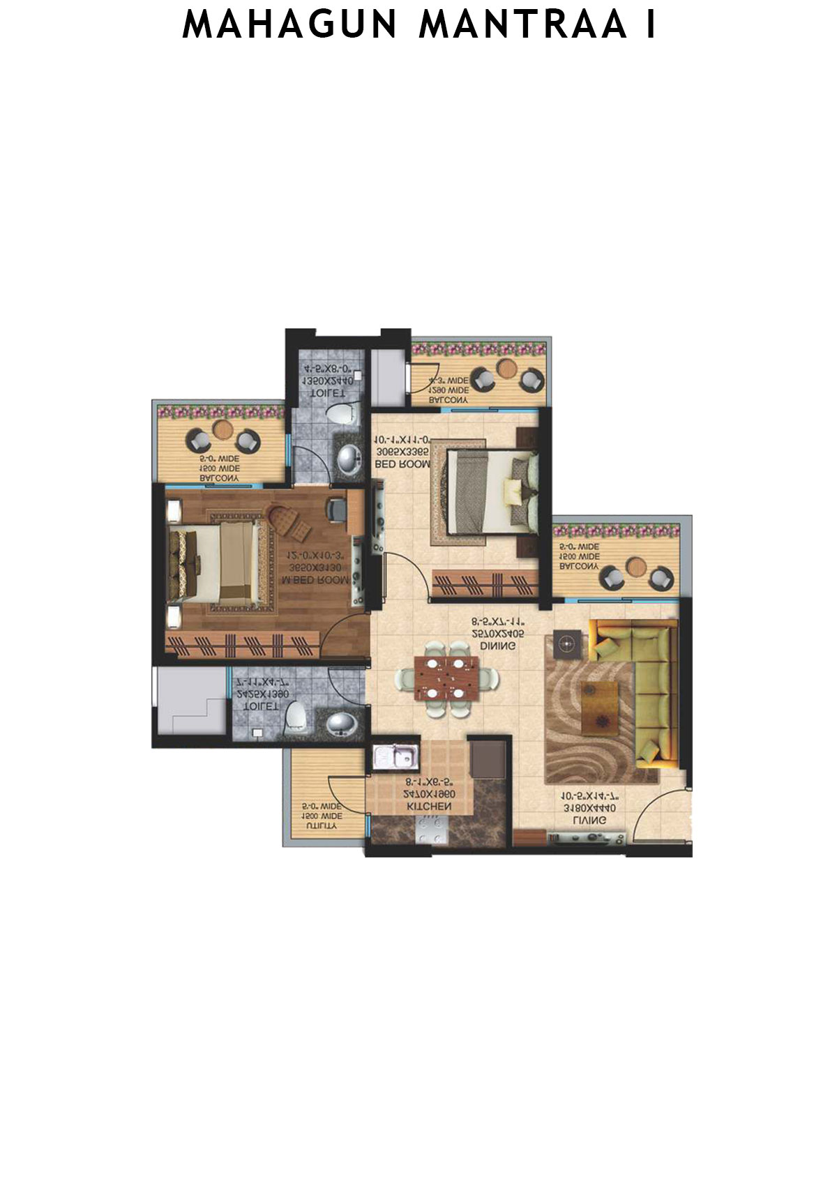 Mahagun Mantraa 1 Riddhi Unit 8 (Type MIG -1) Floor Plan