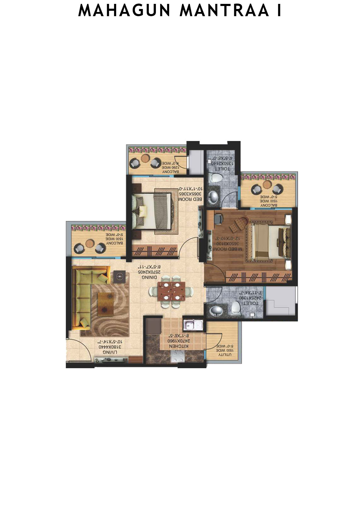 Mahagun Mantraa 1 Vidhi Unit 16 (Type MIG -1) Floor Plan