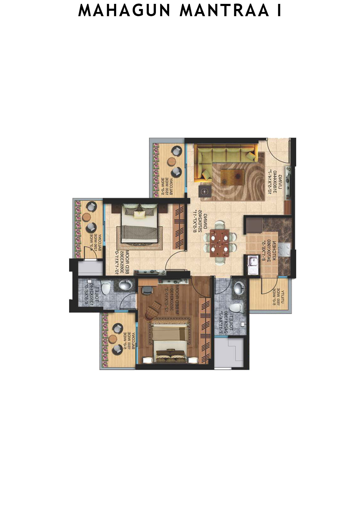 Mahagun Mantraa 1 Vidhi Unit 18 (Type MIG -1) Floor Plan