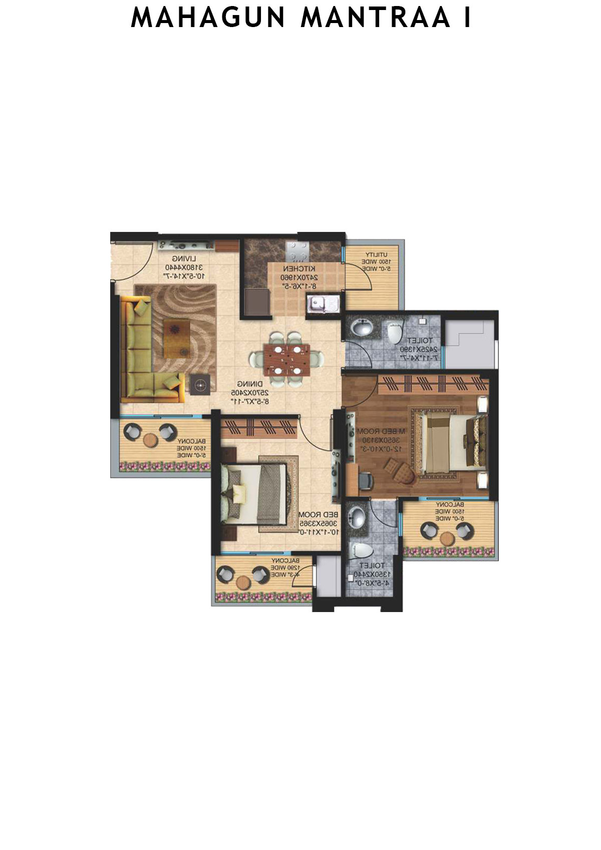 Mahagun Mantraa 1 Vidhi Unit 23 (Type MIG -1) Floor Plan