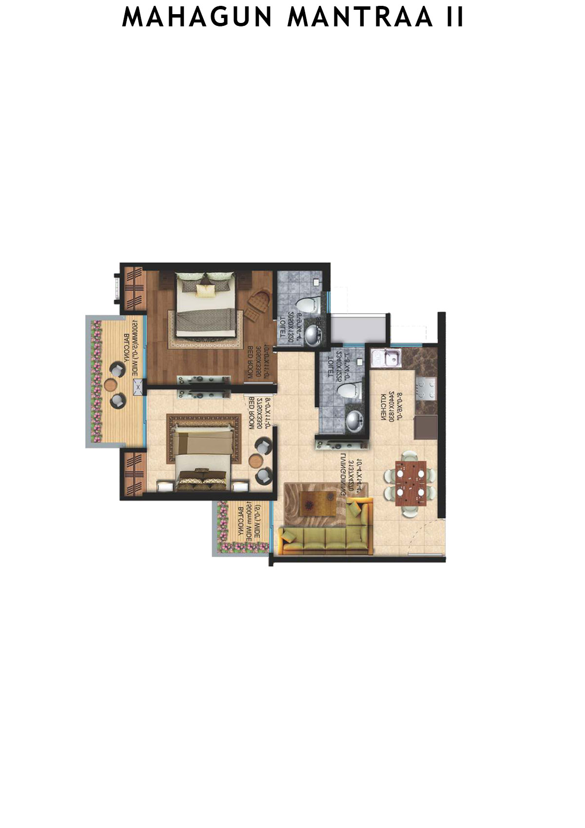 Mahagun Mantraa 2 Ganga Unit 1 (Type MIG1) Floor Plan