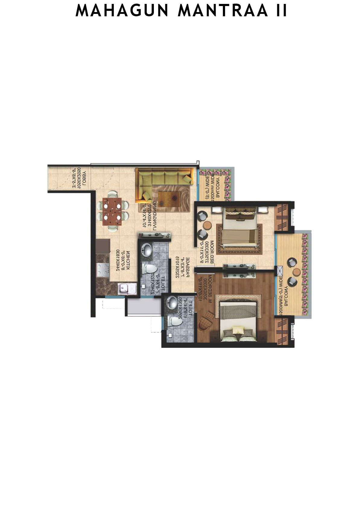 Mahagun Mantraa 2 Saraswati Unit 30 (Type MIG1A) Floor Plan