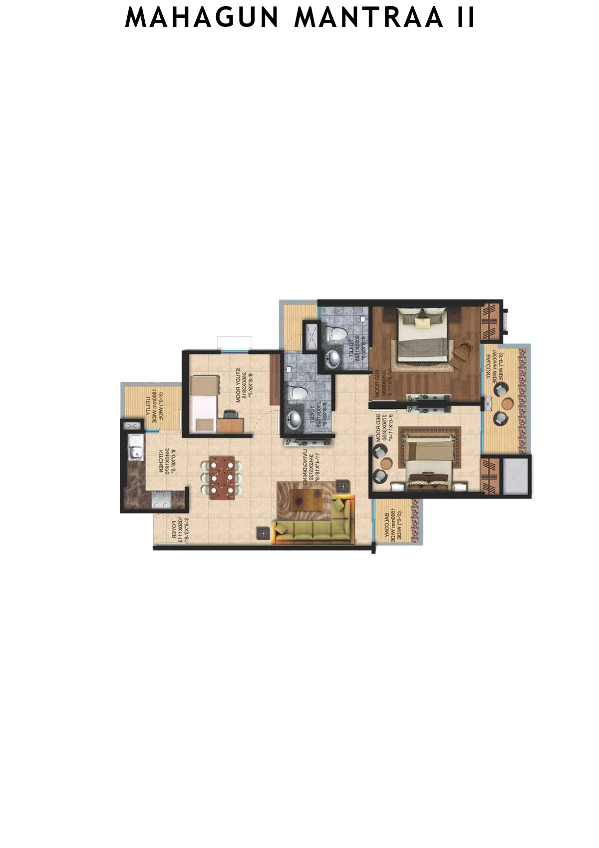 Mahagun Mantraa 2 Saraswati Unit 41 (Type HIG1) Floor Plan