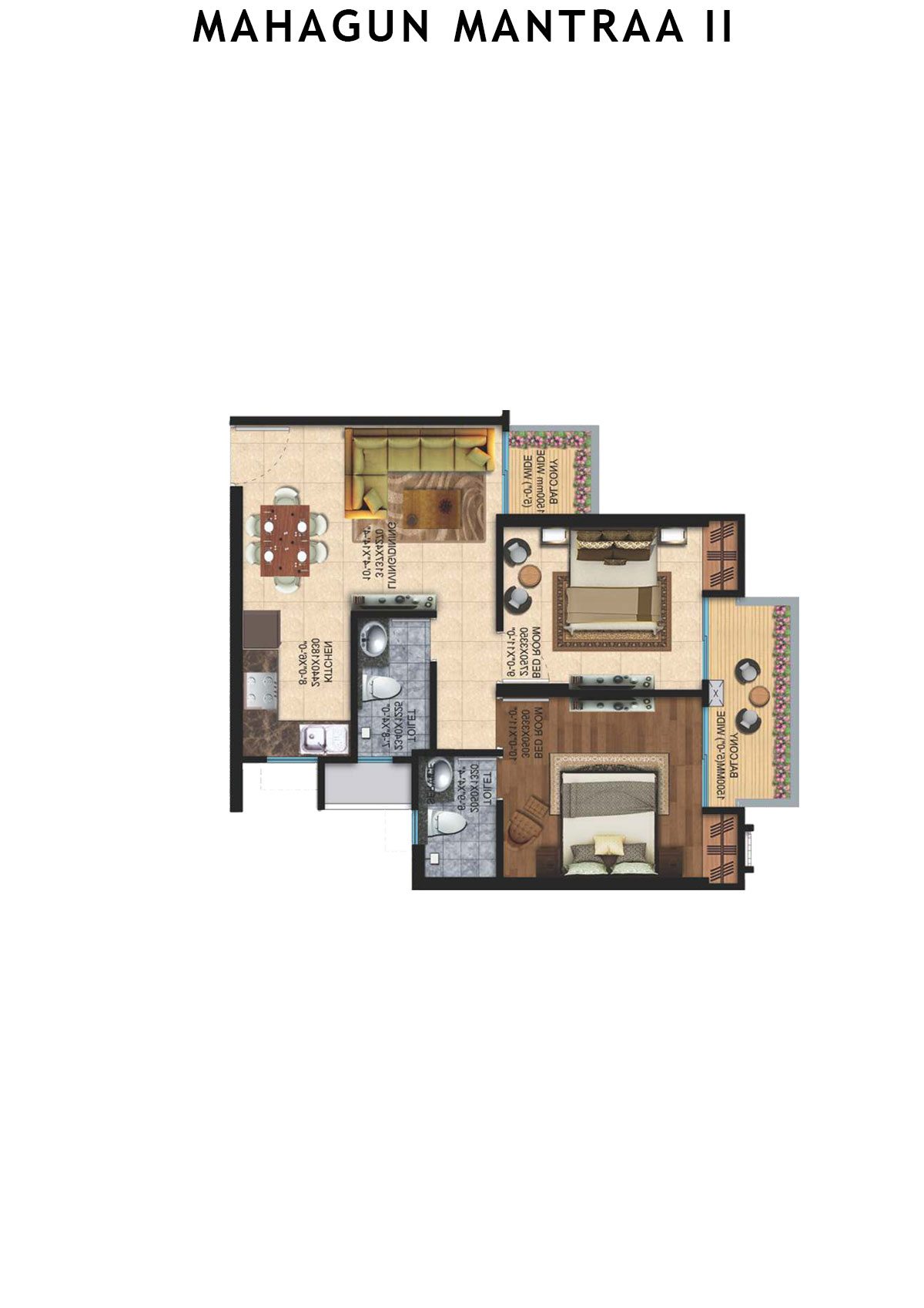 Mahagun Mantraa 2 Siddhi Unit 23 (Type MIG1) Floor Plan