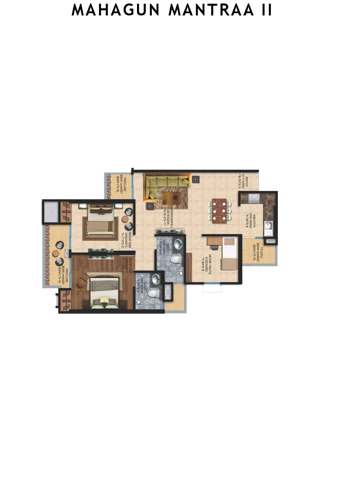 Mahagun Mantraa 2 Siddhi Unit 24 (Type HIG1) Floor Plan