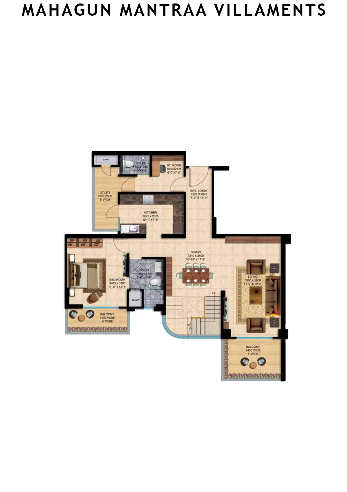 Mahagun Mantraa Villaments Villament Unit 43 (Penthouse) Floor Plan